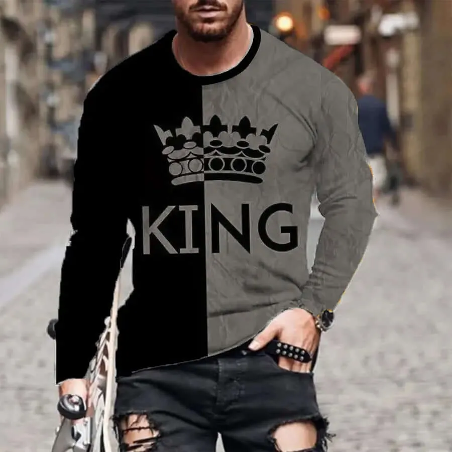 Men's Plus Size Long-sleeved T-shirt 3D Digital Printing Fashion