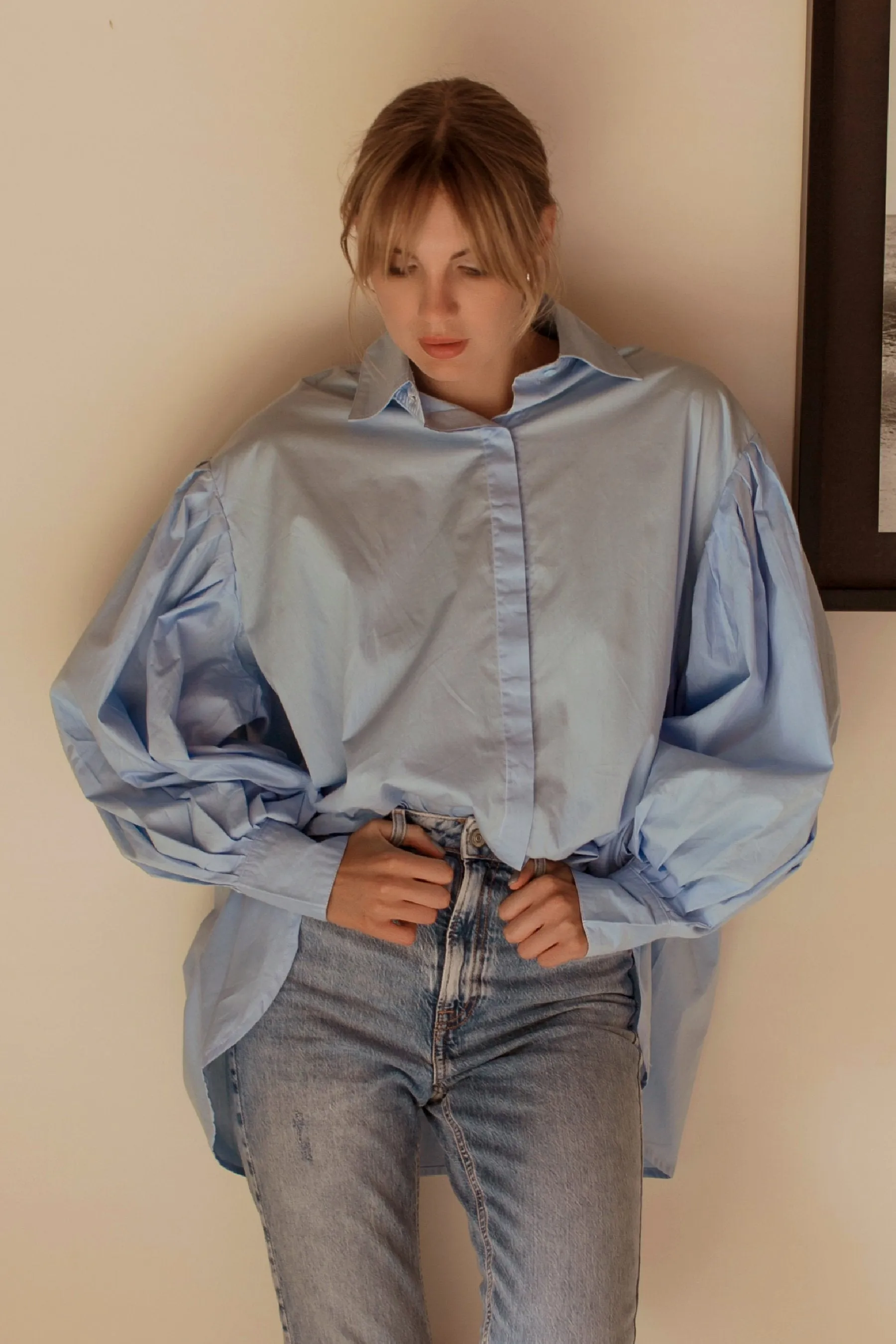 Merci Balloon Sleeve Oversized Shirt by ELF