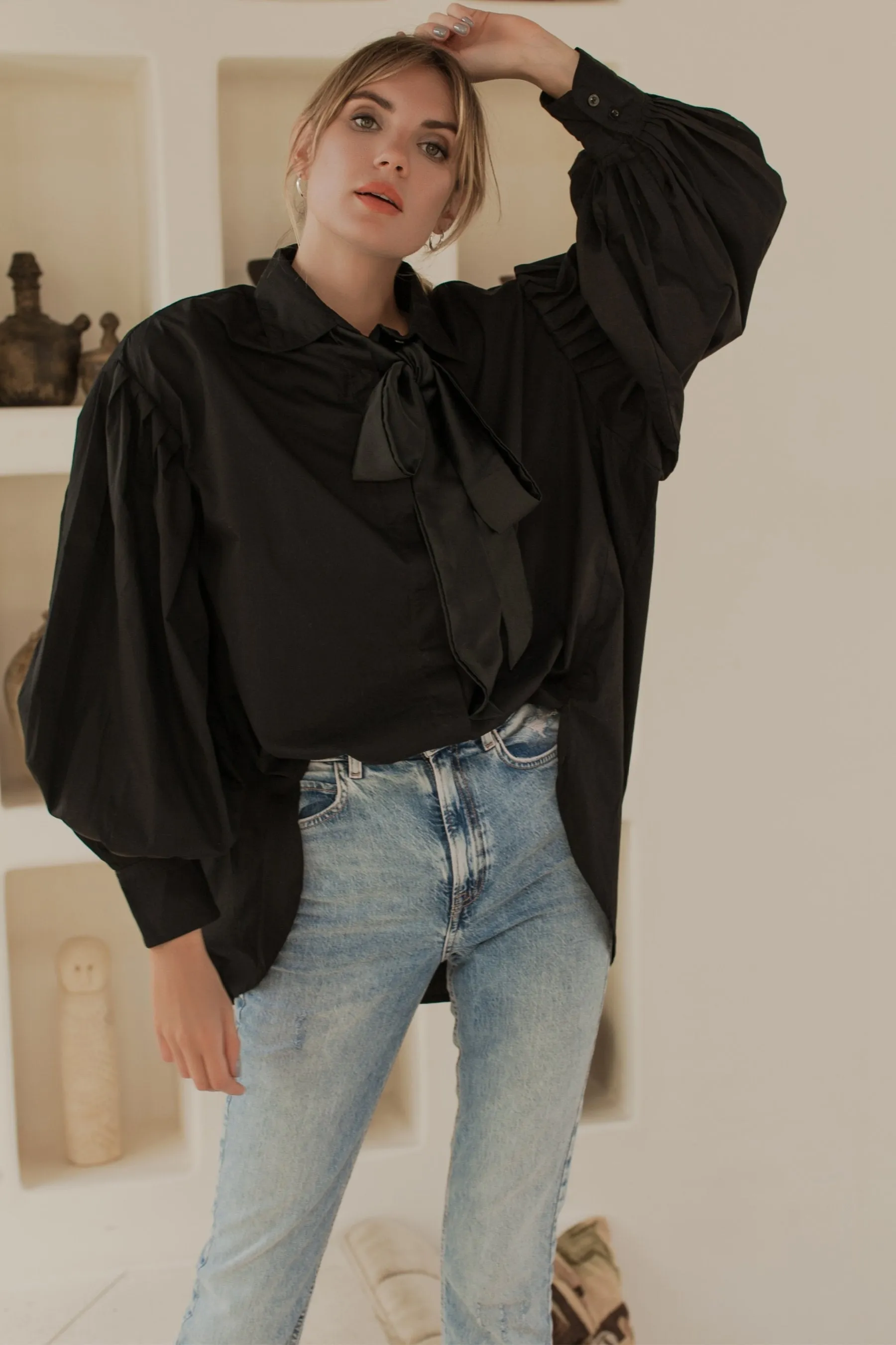 Merci Balloon Sleeve Oversized Shirt by ELF