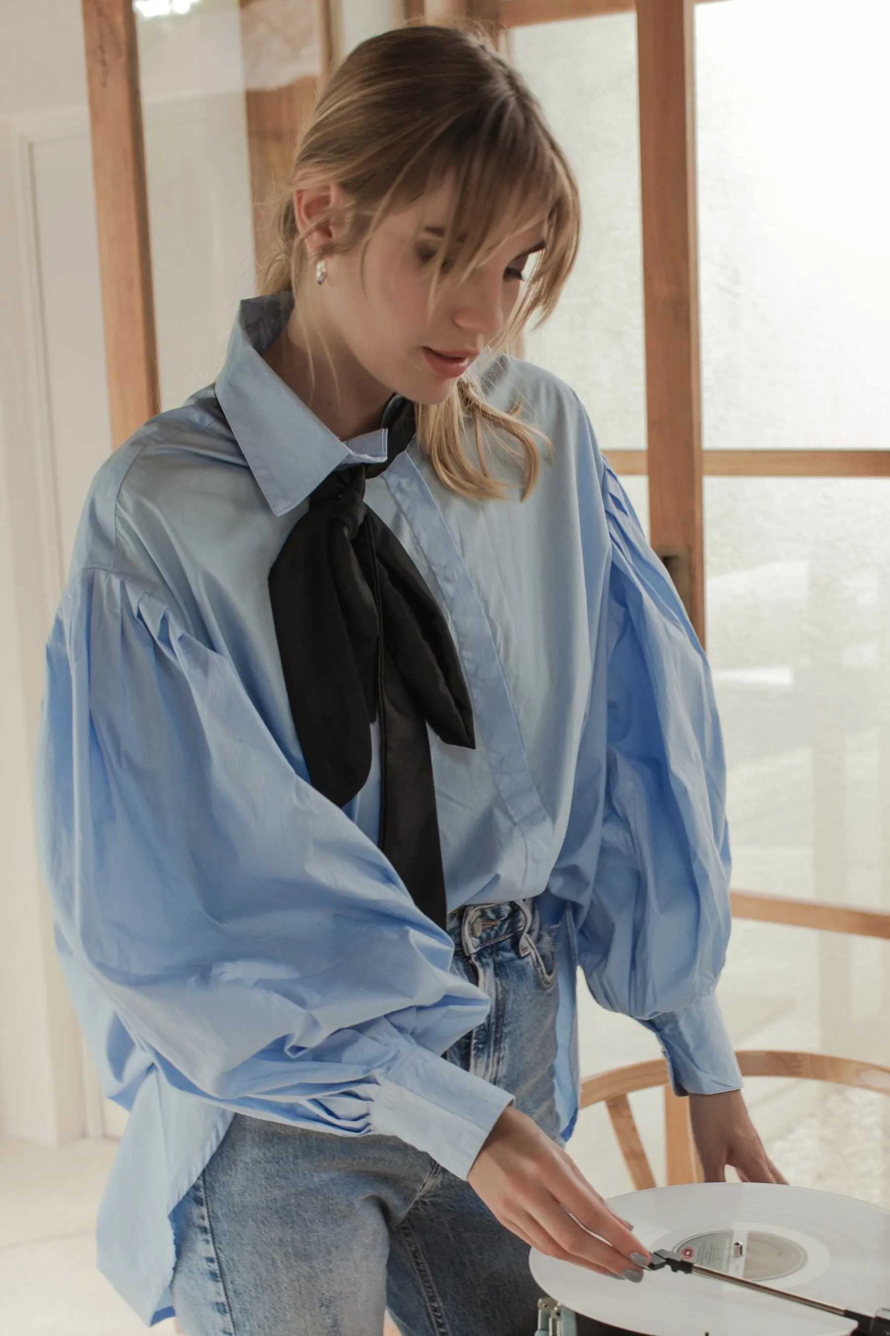 Merci Balloon Sleeve Oversized Shirt by ELF