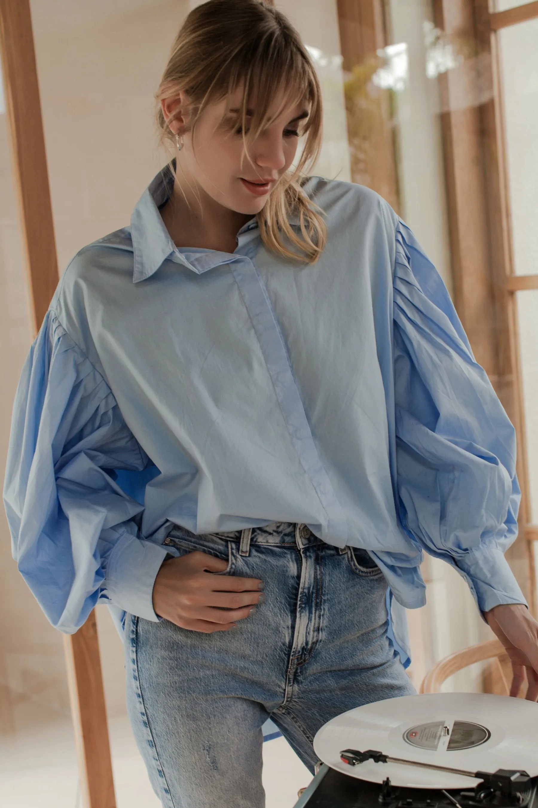 Merci Balloon Sleeve Oversized Shirt by ELF