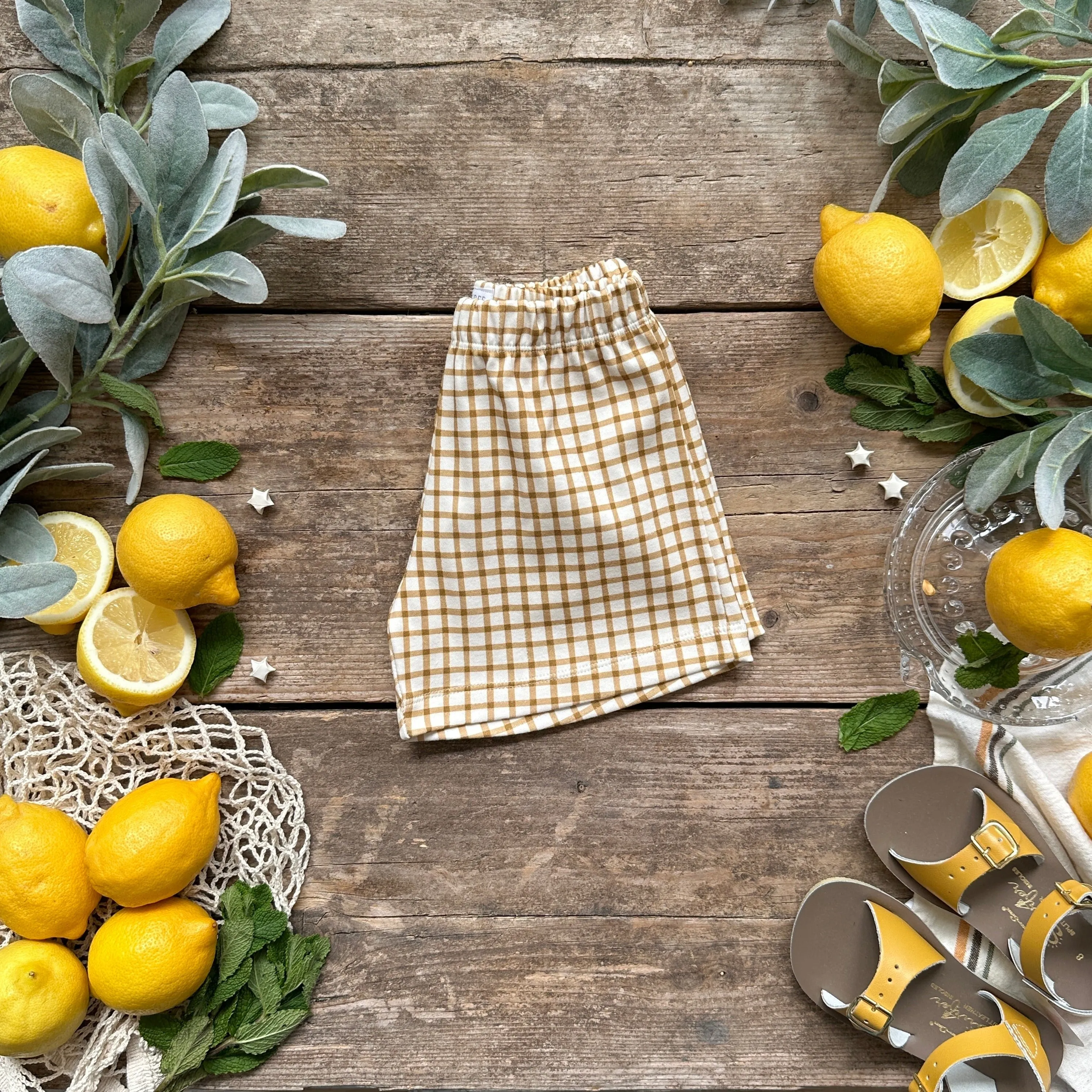 Mustard Gingham BeeJamas | Short