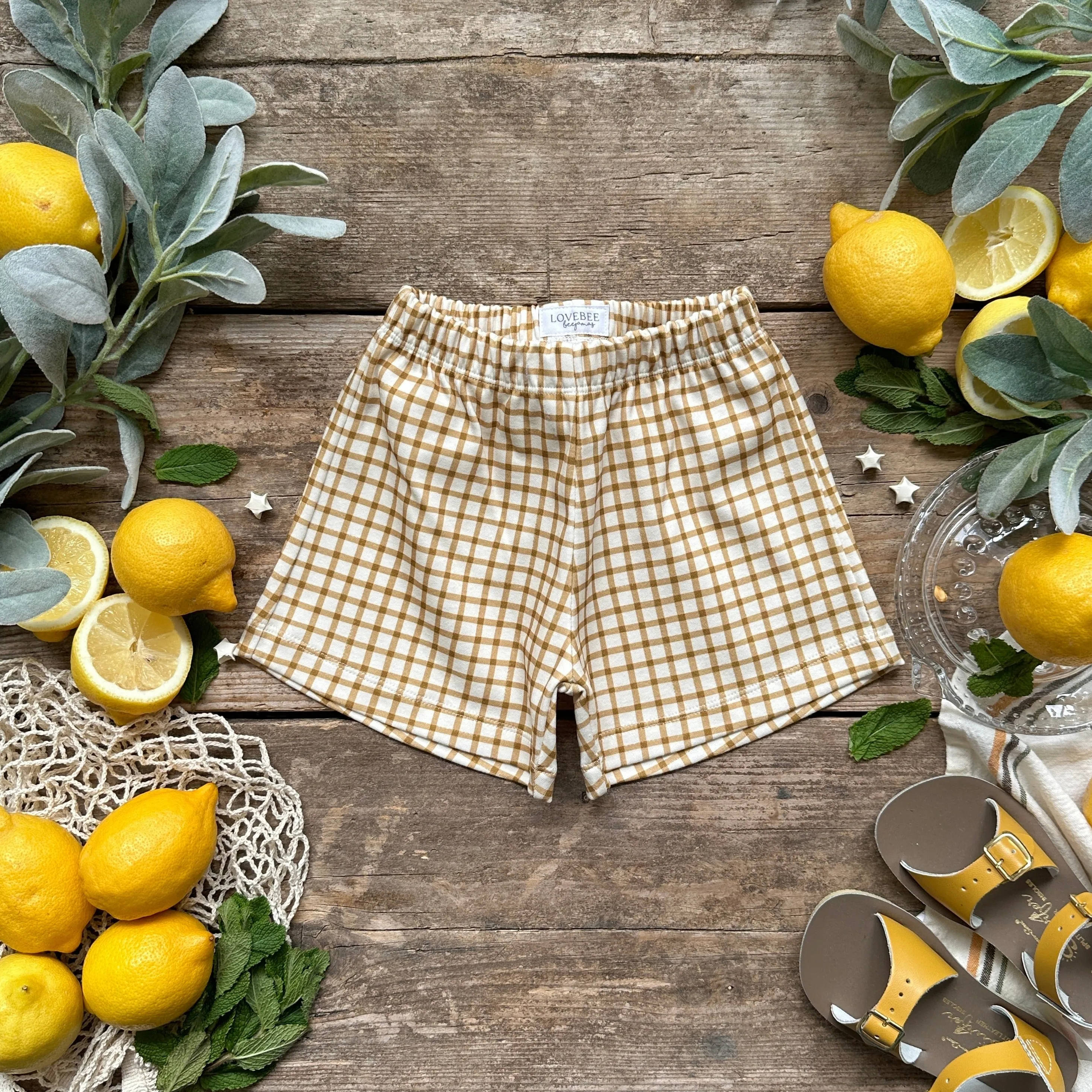 Mustard Gingham BeeJamas | Short