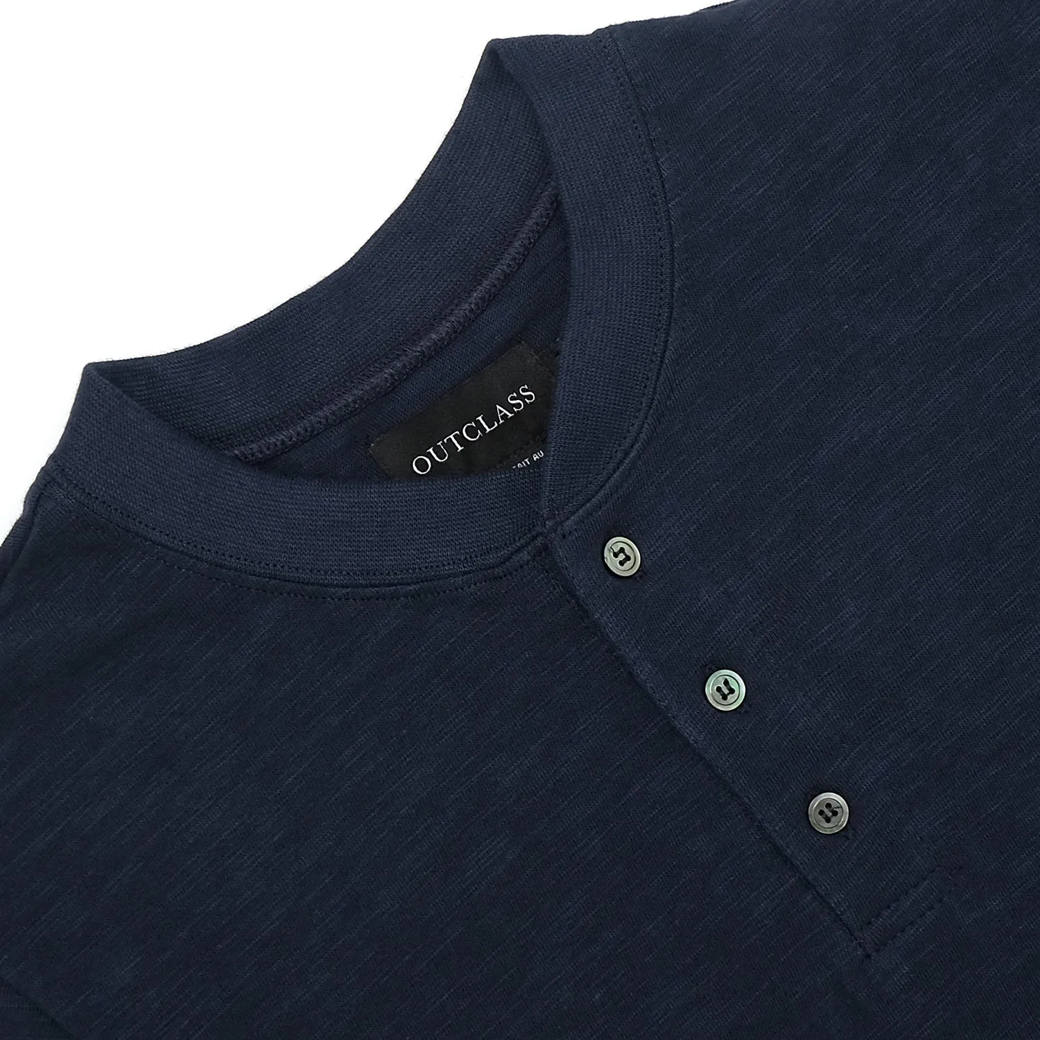 Navy Double Slub L/S Henley