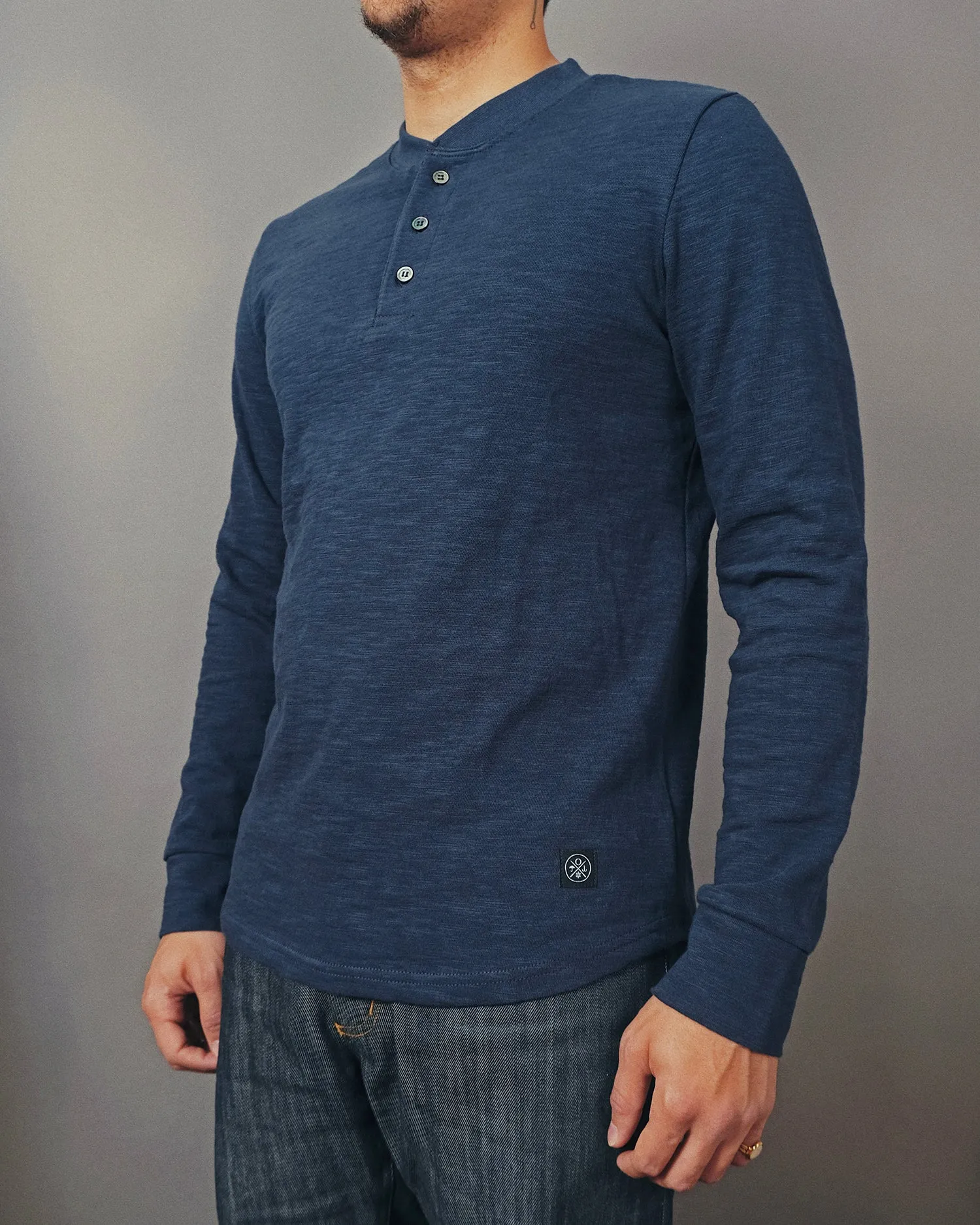 Navy Double Slub L/S Henley