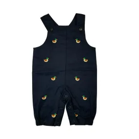 Navy Mallard Ducks Twill Long Overall Romper