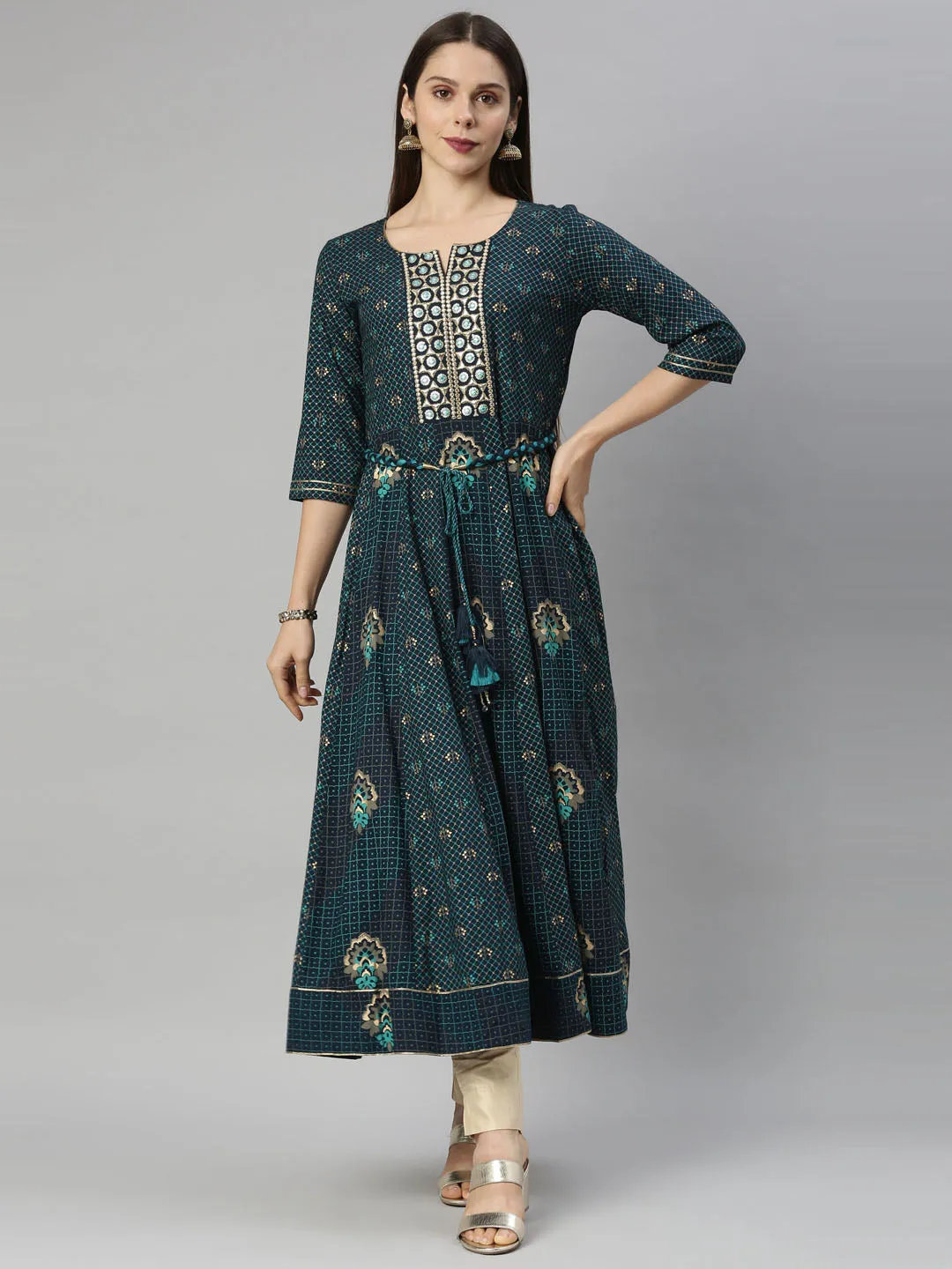 Neeru's Blue Color Slub Riyon Fabric Tunic