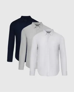 Neutral Stretch Oxford Long Sleeve Shirt 3-Pack