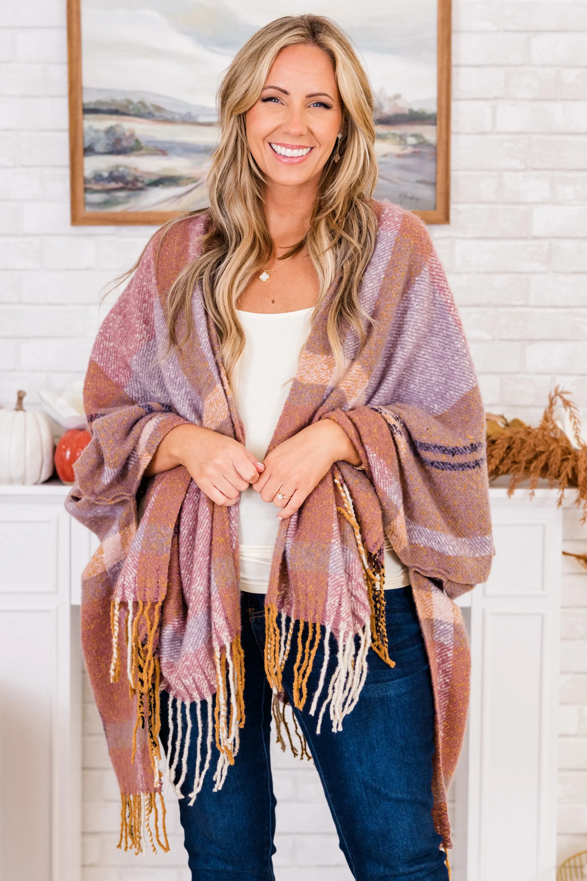 One Less Lonely Girl Poncho, Mauve