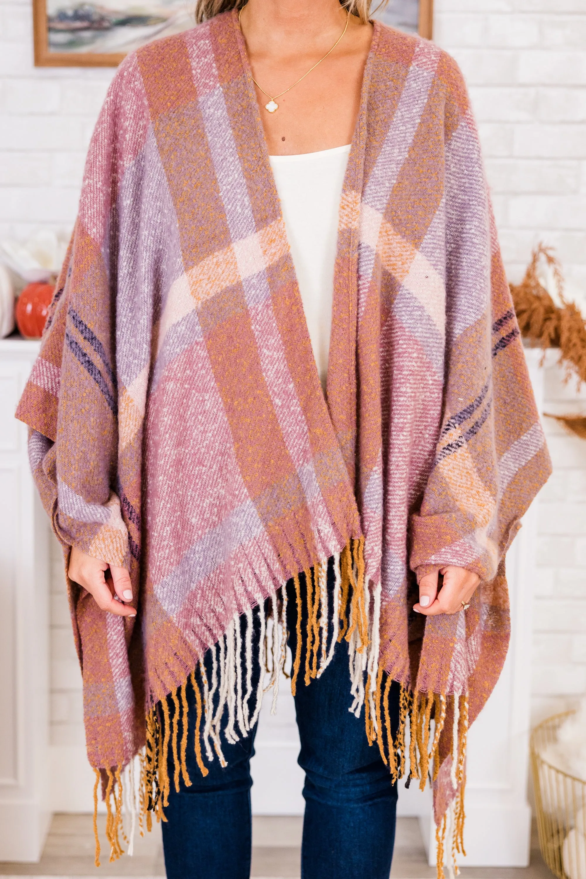 One Less Lonely Girl Poncho, Mauve