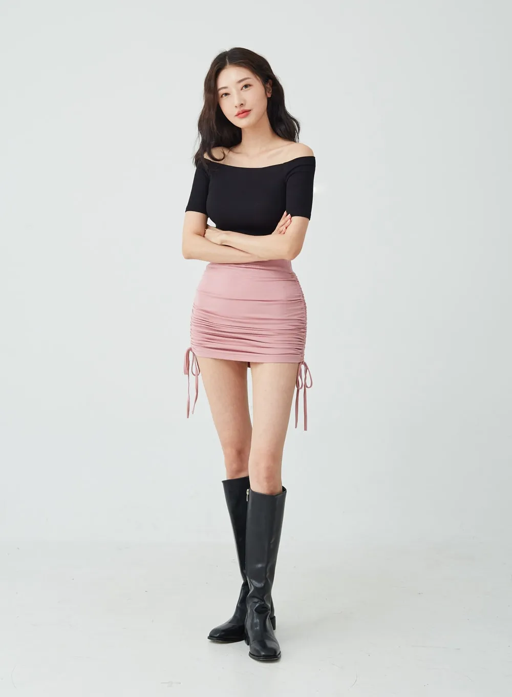 Open Shoulder Crop T-Shirt IU26