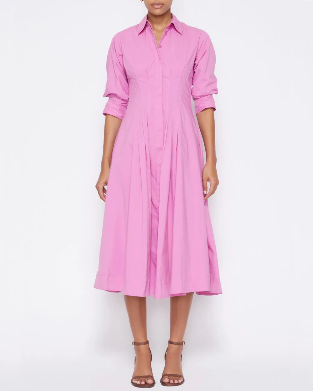 Opera Pink Cotton Poplin Jazz Midi Dress