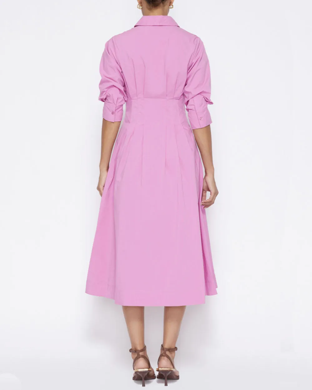 Opera Pink Cotton Poplin Jazz Midi Dress