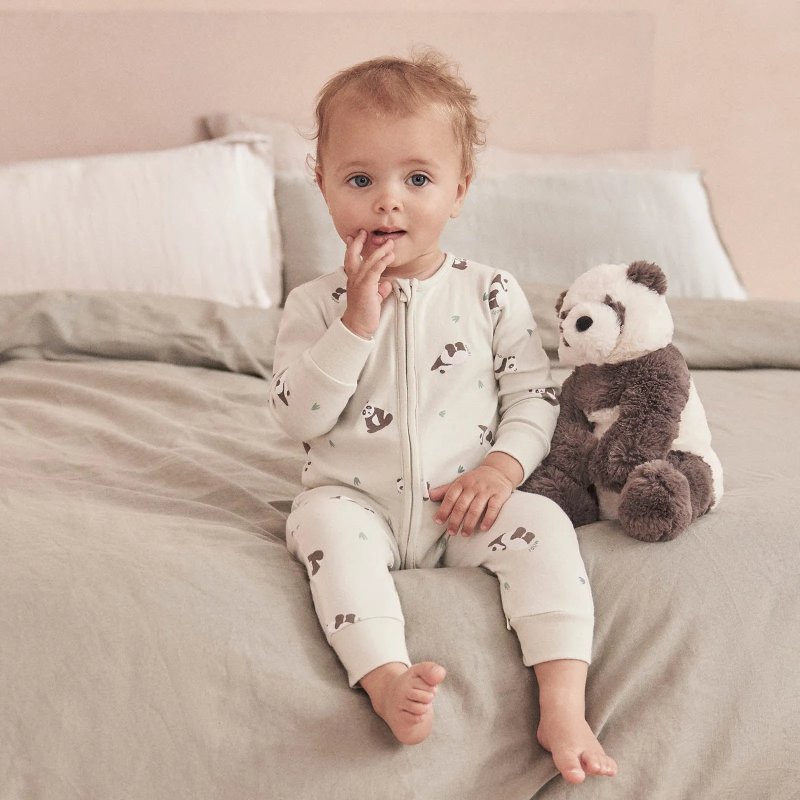 Panda Print Clever Zip Romper