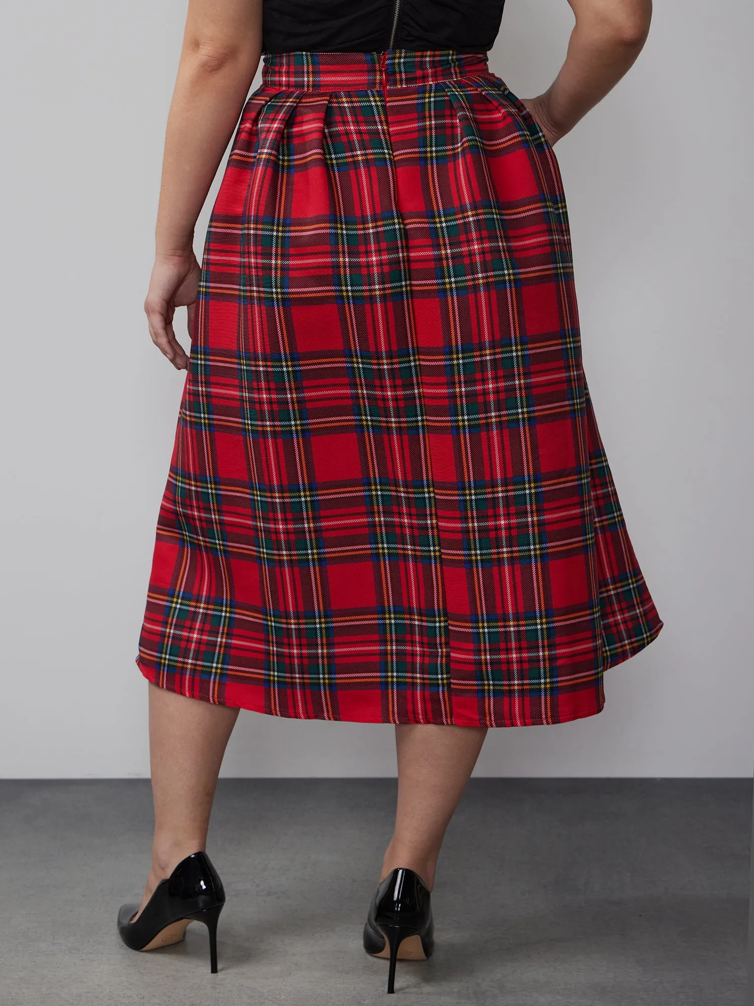 Plus Tartan Midi Skirt