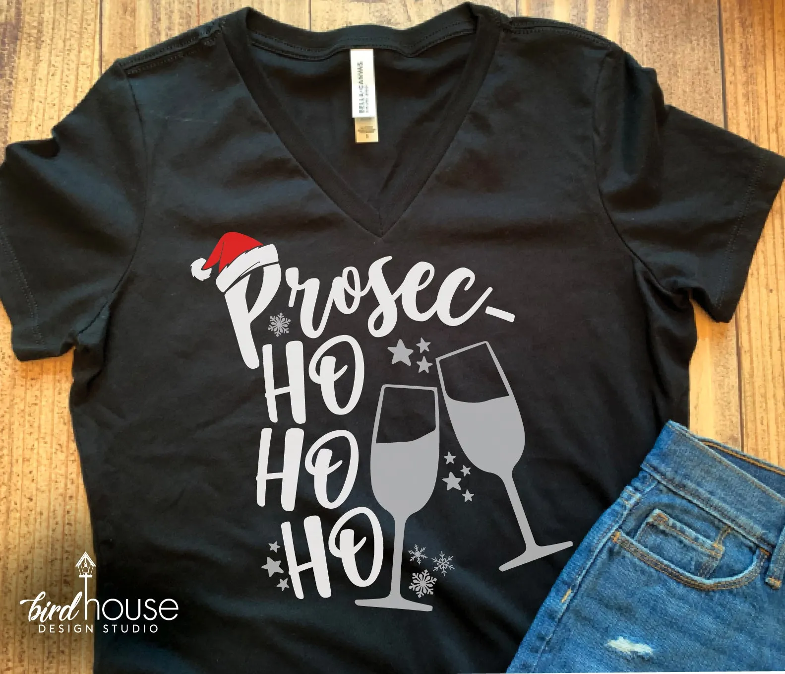 Prosec Ho Ho Ho Christmas Shirt, Cute Holidays Graphic Tee