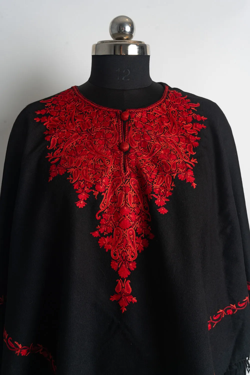 Scarlet Majesty Aari Hand Embroidery Poncho