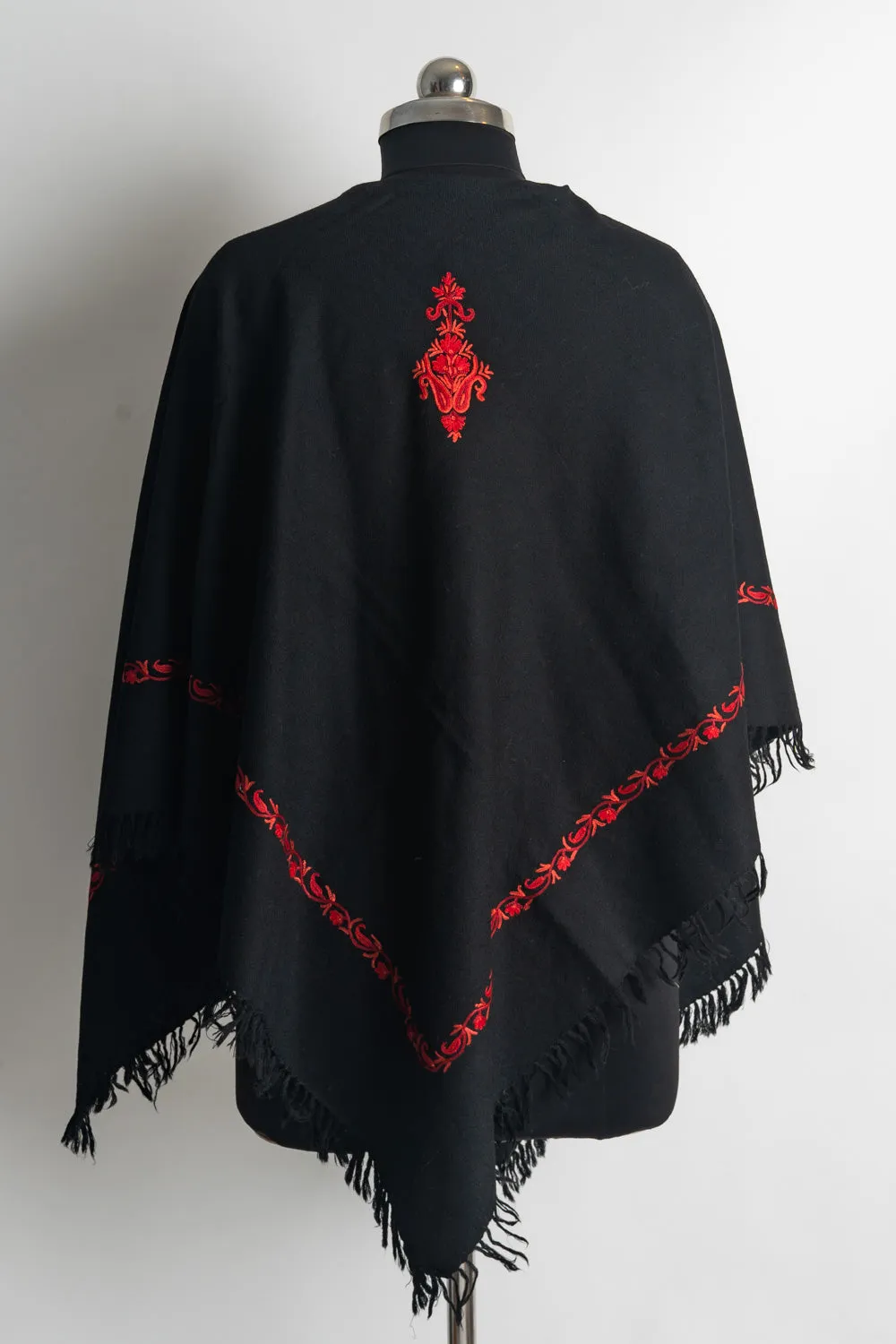 Scarlet Majesty Aari Hand Embroidery Poncho