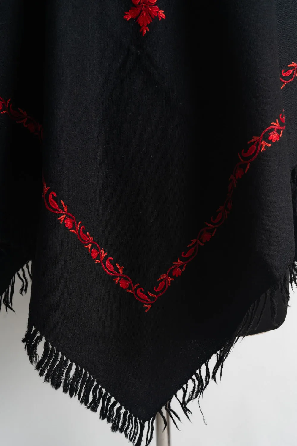 Scarlet Majesty Aari Hand Embroidery Poncho