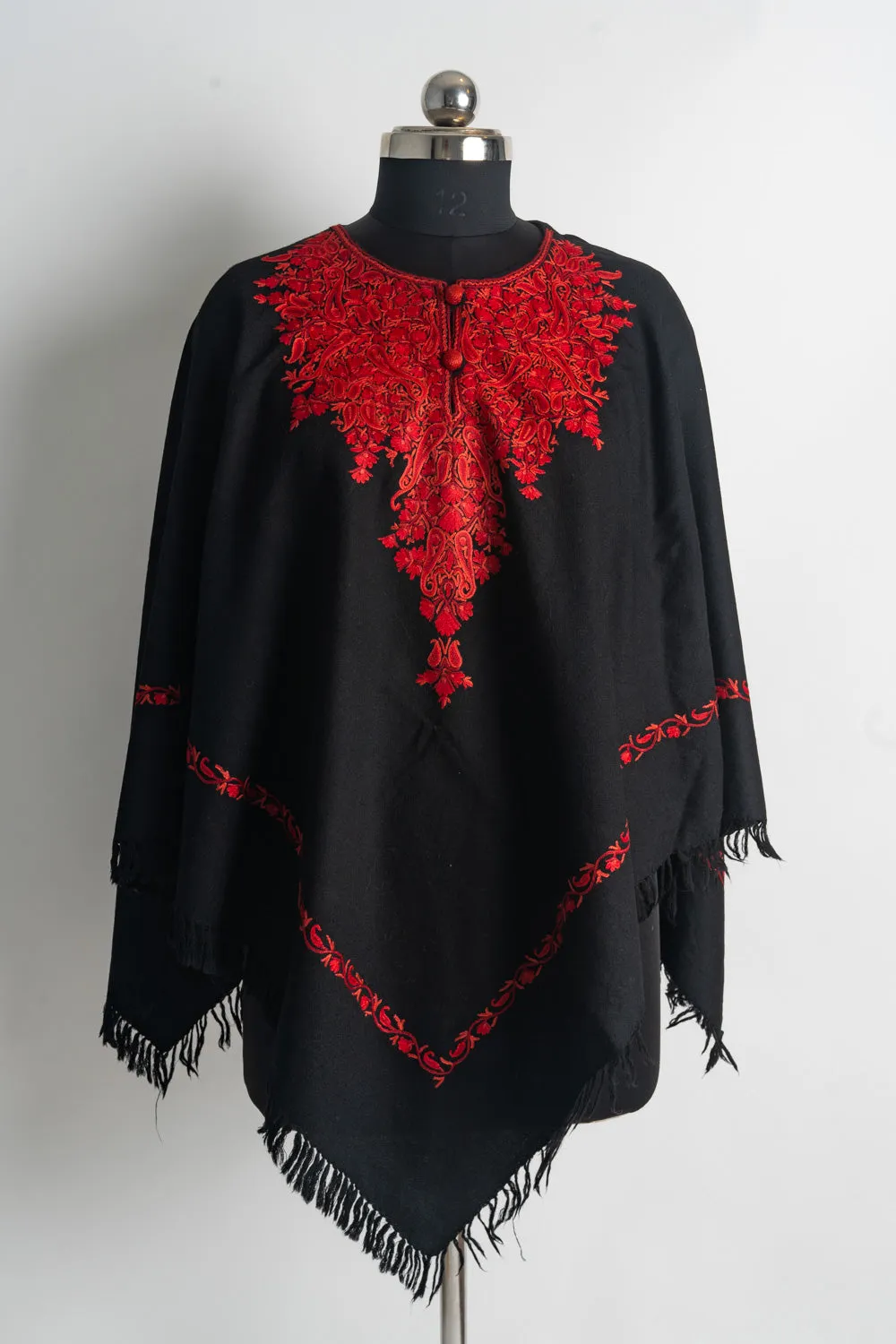 Scarlet Majesty Aari Hand Embroidery Poncho