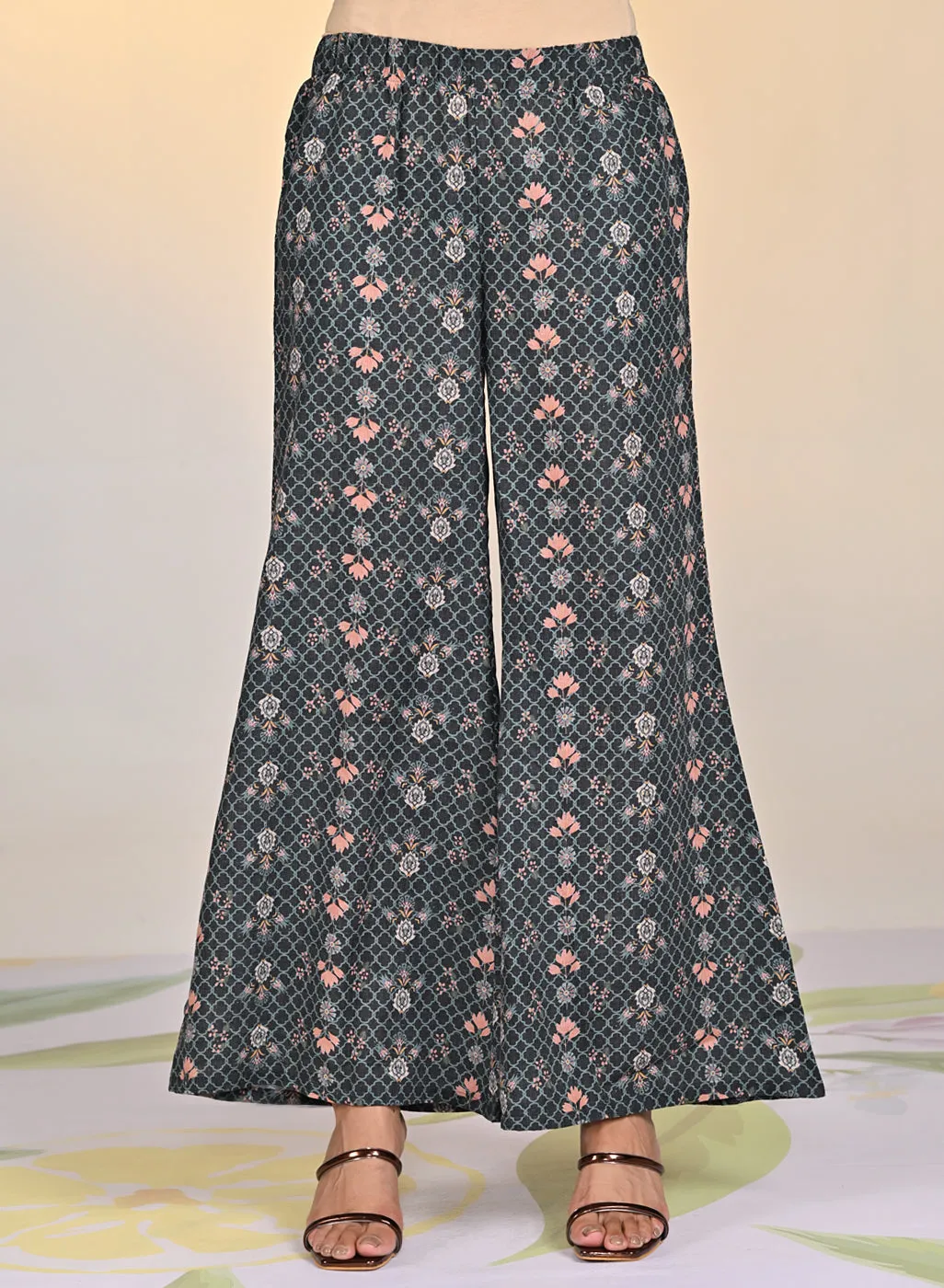 Sehra Black Printed Schiffli Tunic Set For Women