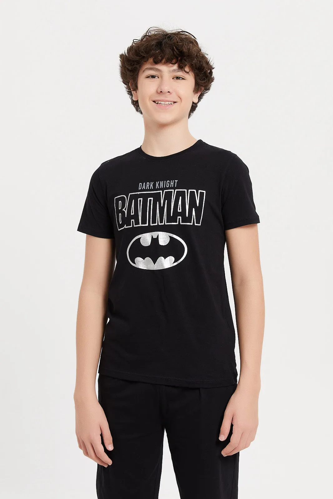 Senior Boys Black Batman Print Pyjama Set (2 Piece)