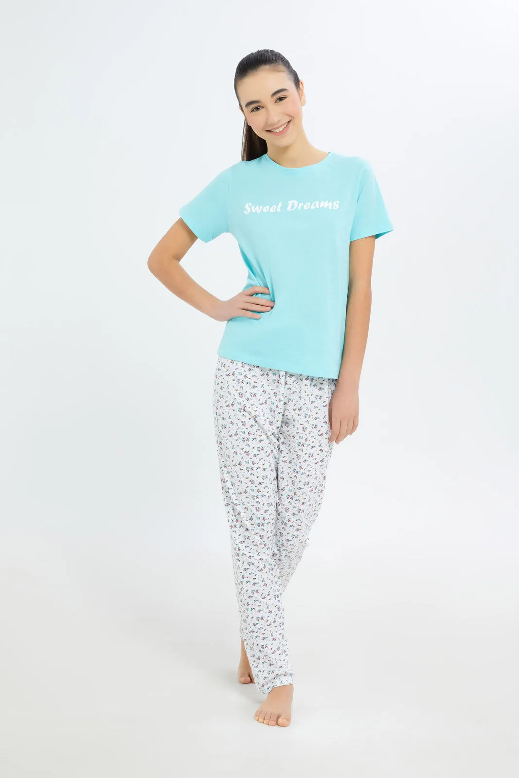 Senior Girls Blue Sweet Dreams Pyjama Set (2 Piece)