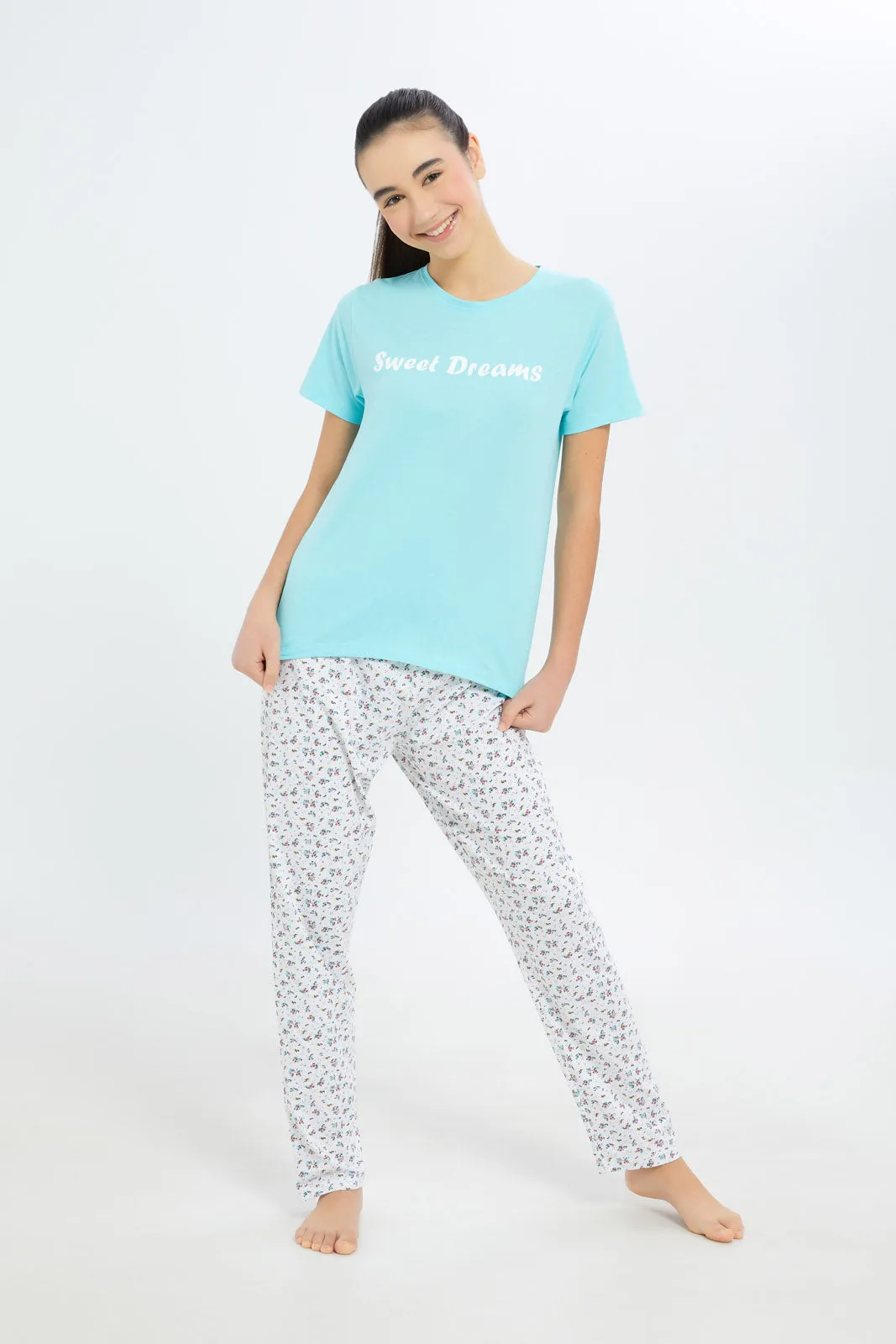 Senior Girls Blue Sweet Dreams Pyjama Set (2 Piece)