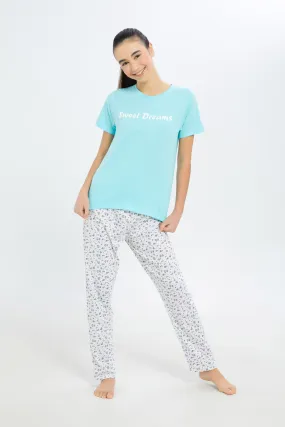 Senior Girls Blue Sweet Dreams Pyjama Set (2 Piece)