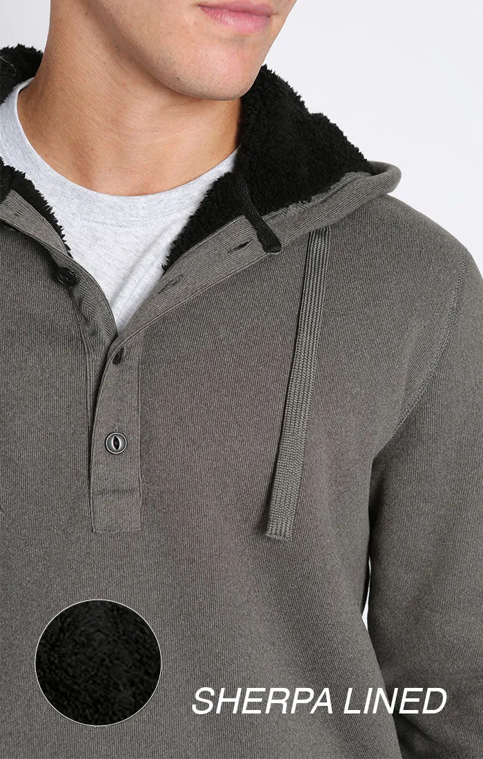 Sherpa Lined Ultra Soft Ribbed Hooded Henley