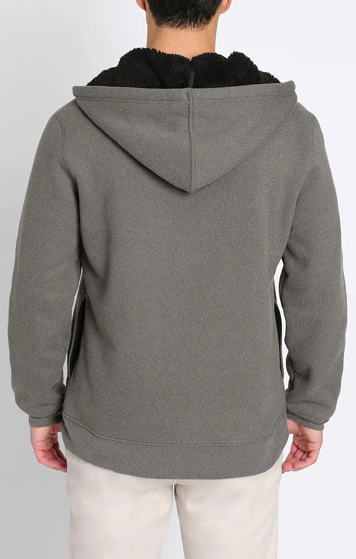 Sherpa Lined Ultra Soft Ribbed Hooded Henley