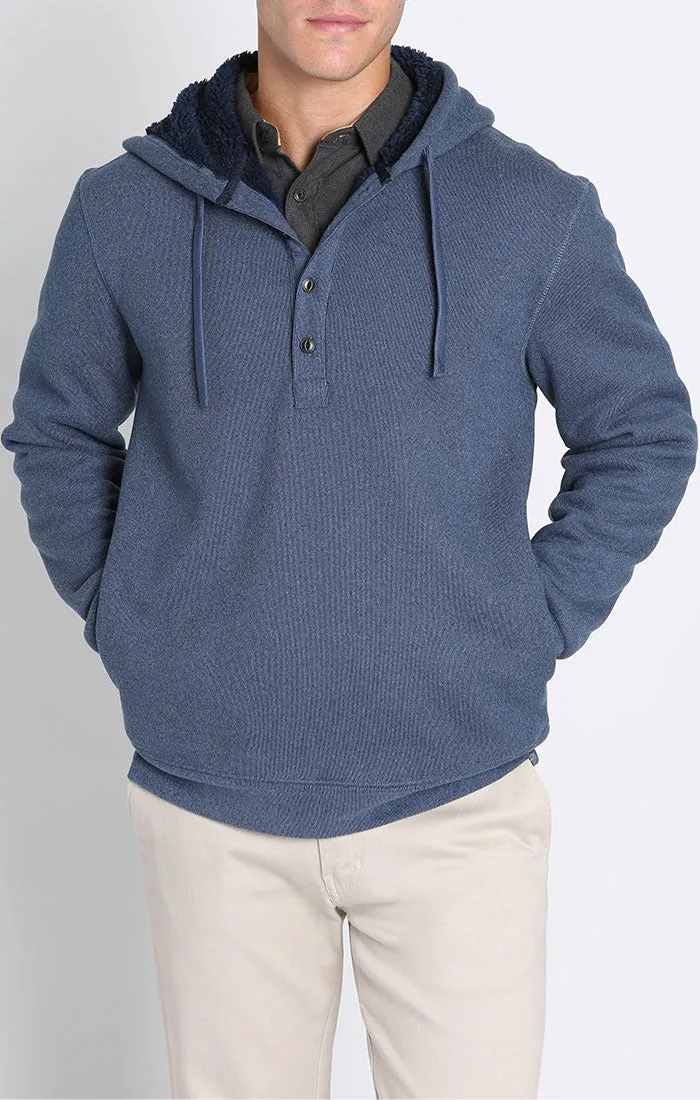 Sherpa Lined Ultra Soft Ribbed Hooded Henley