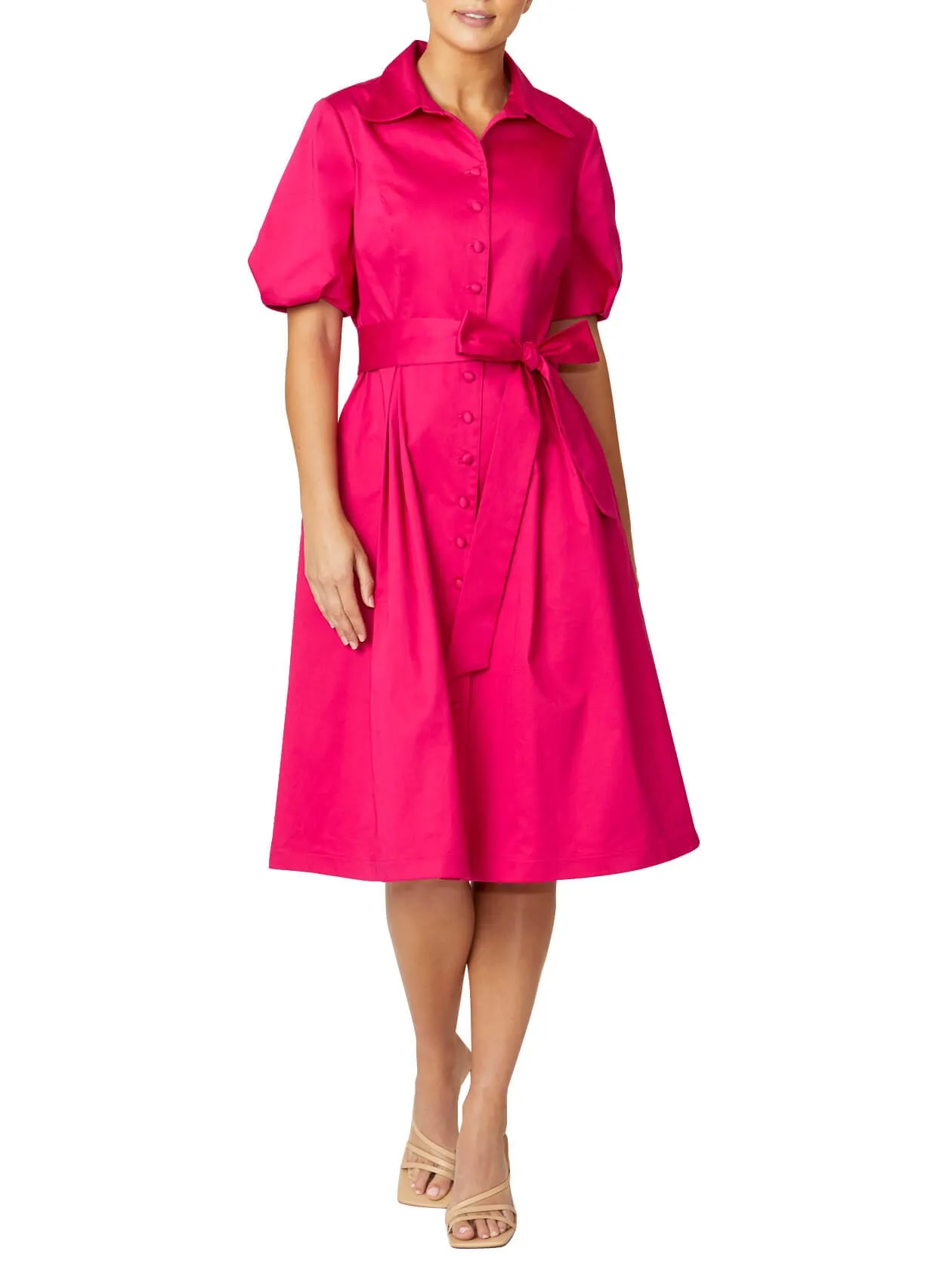 Simone Cerise Shirtdress