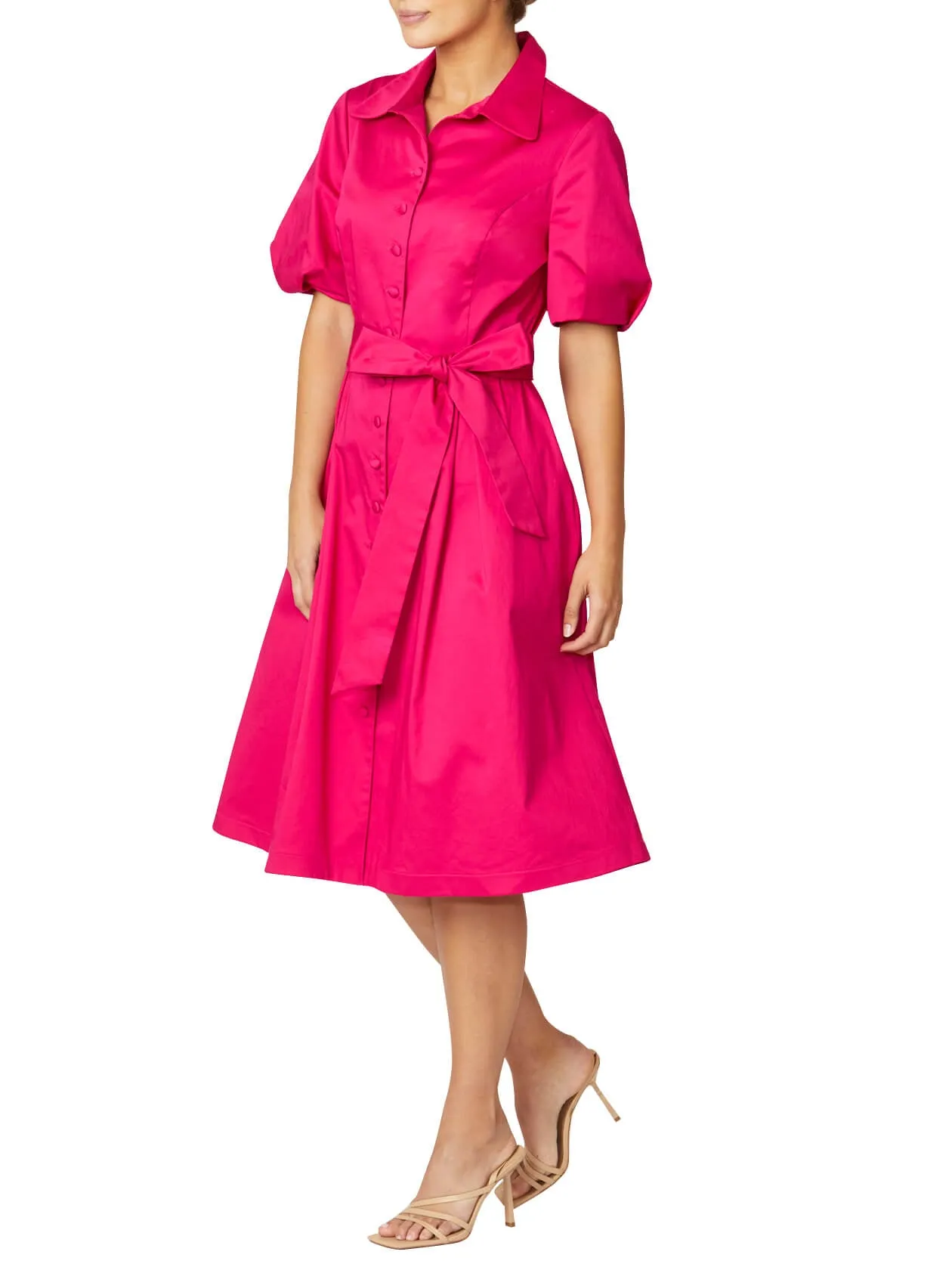 Simone Cerise Shirtdress