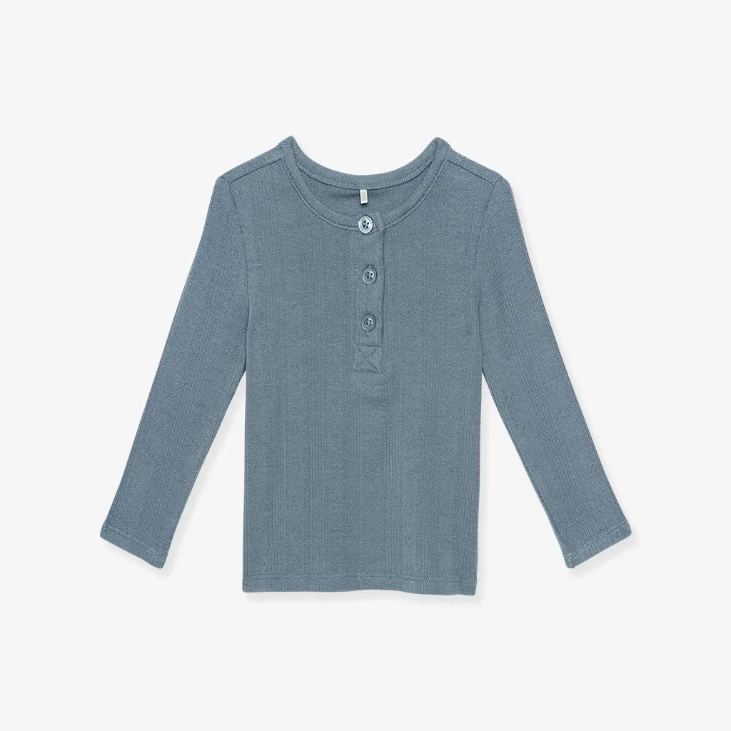 Slate Pointelle Henley Top