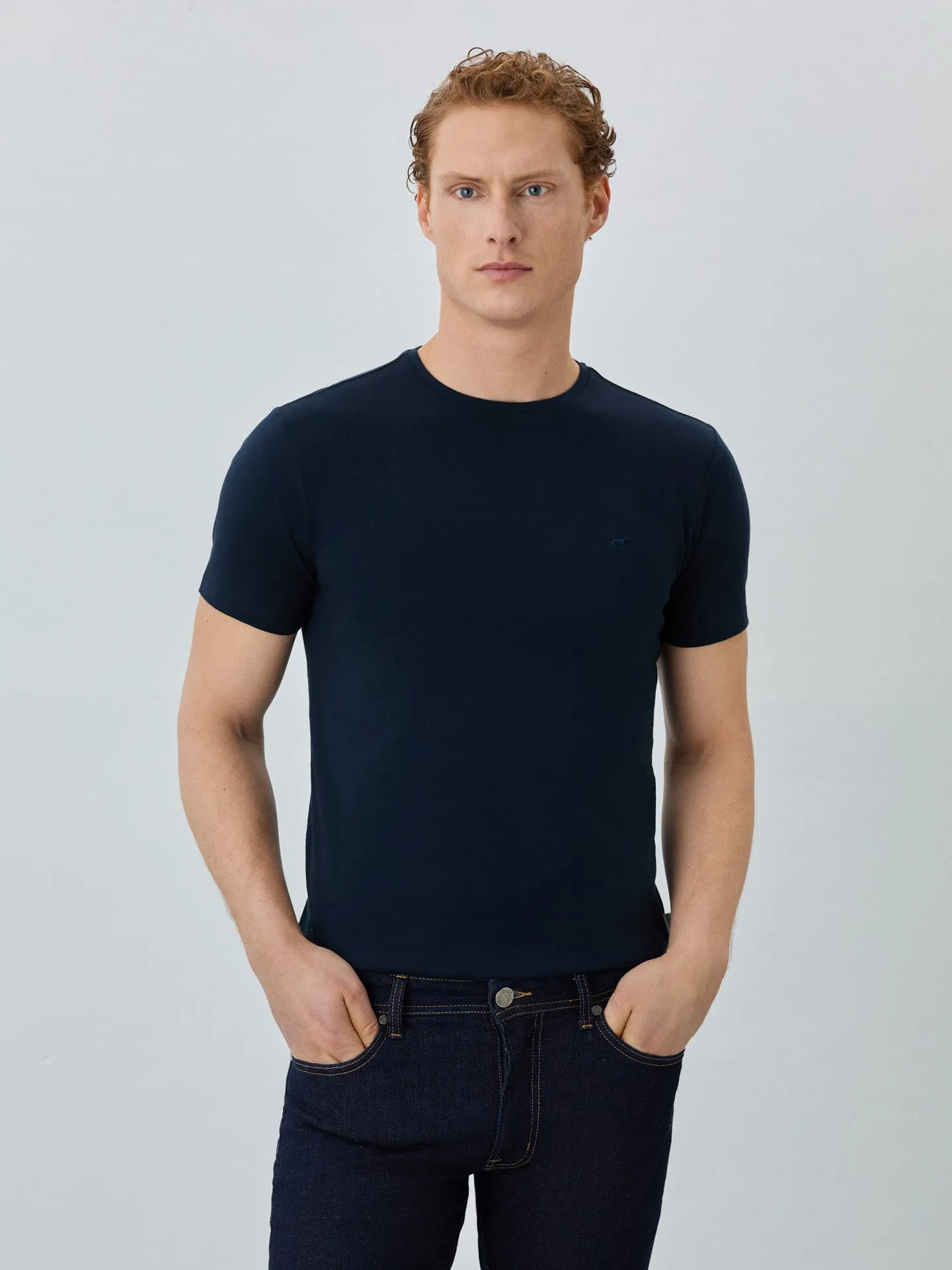 Slim Fit T-shirt With Round Neck In Organic Cotton Pack Of Two