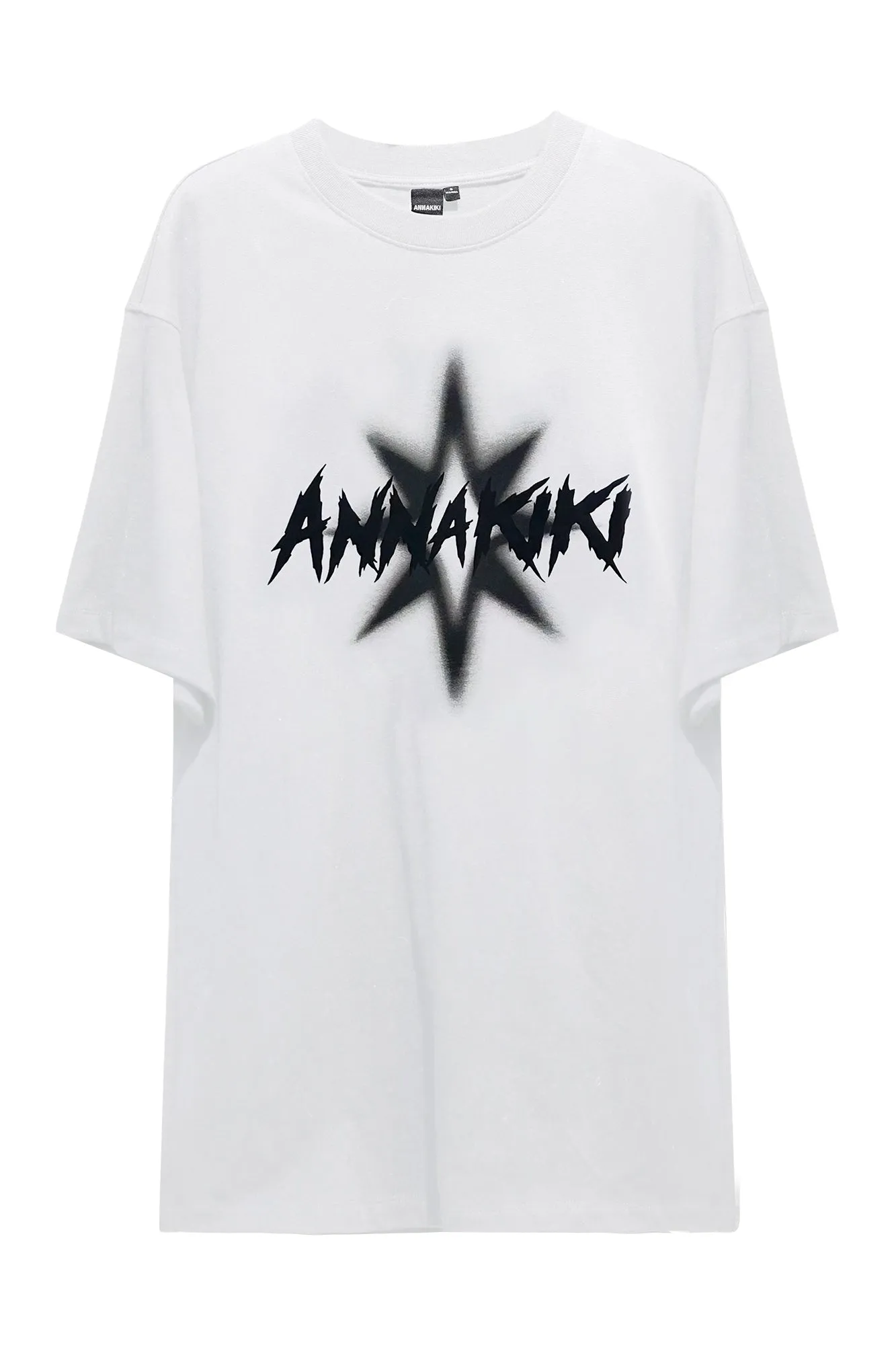 Spiked four-pointed star print loose T-shirt