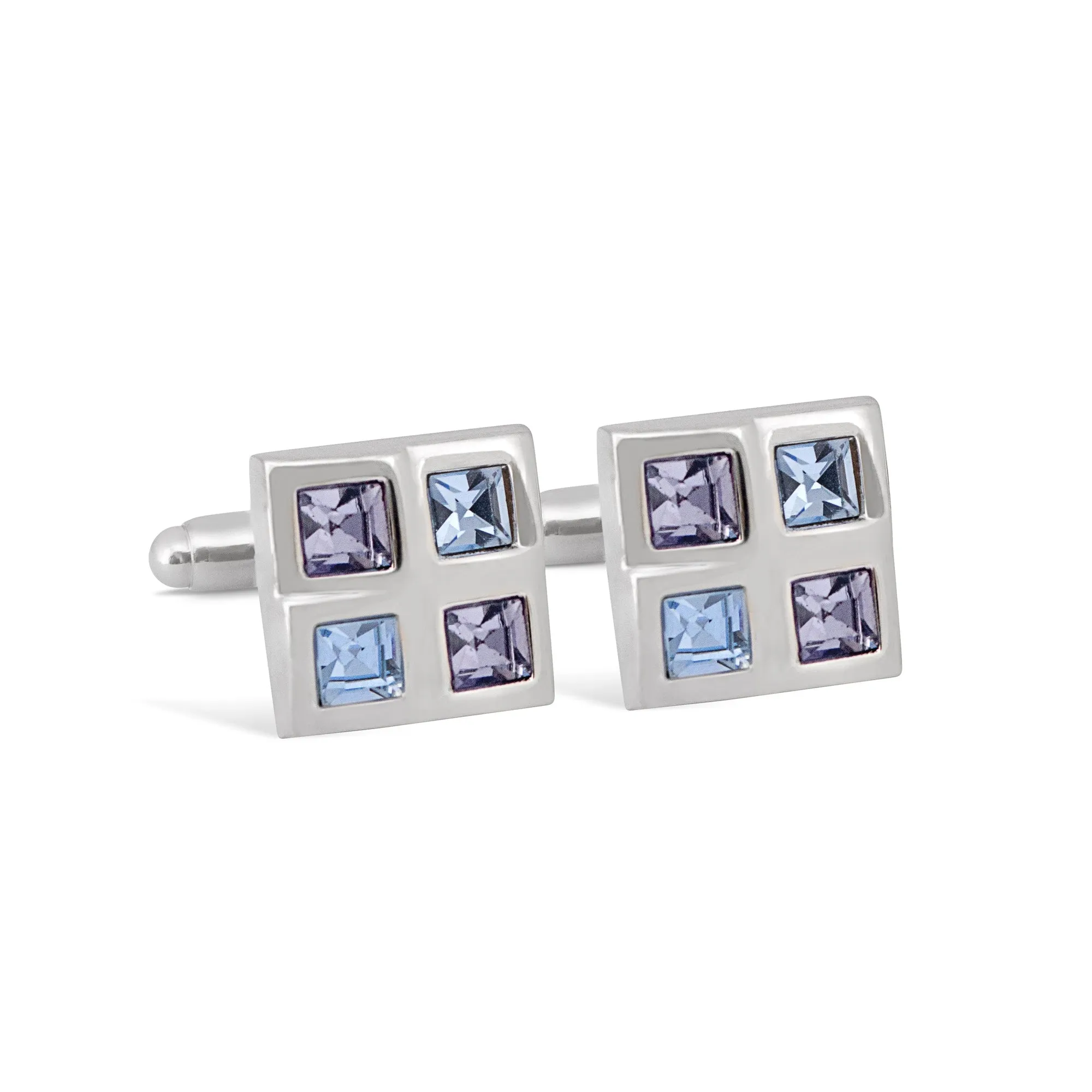 Square Window Blue and Purple Crystals Cufflinks A13