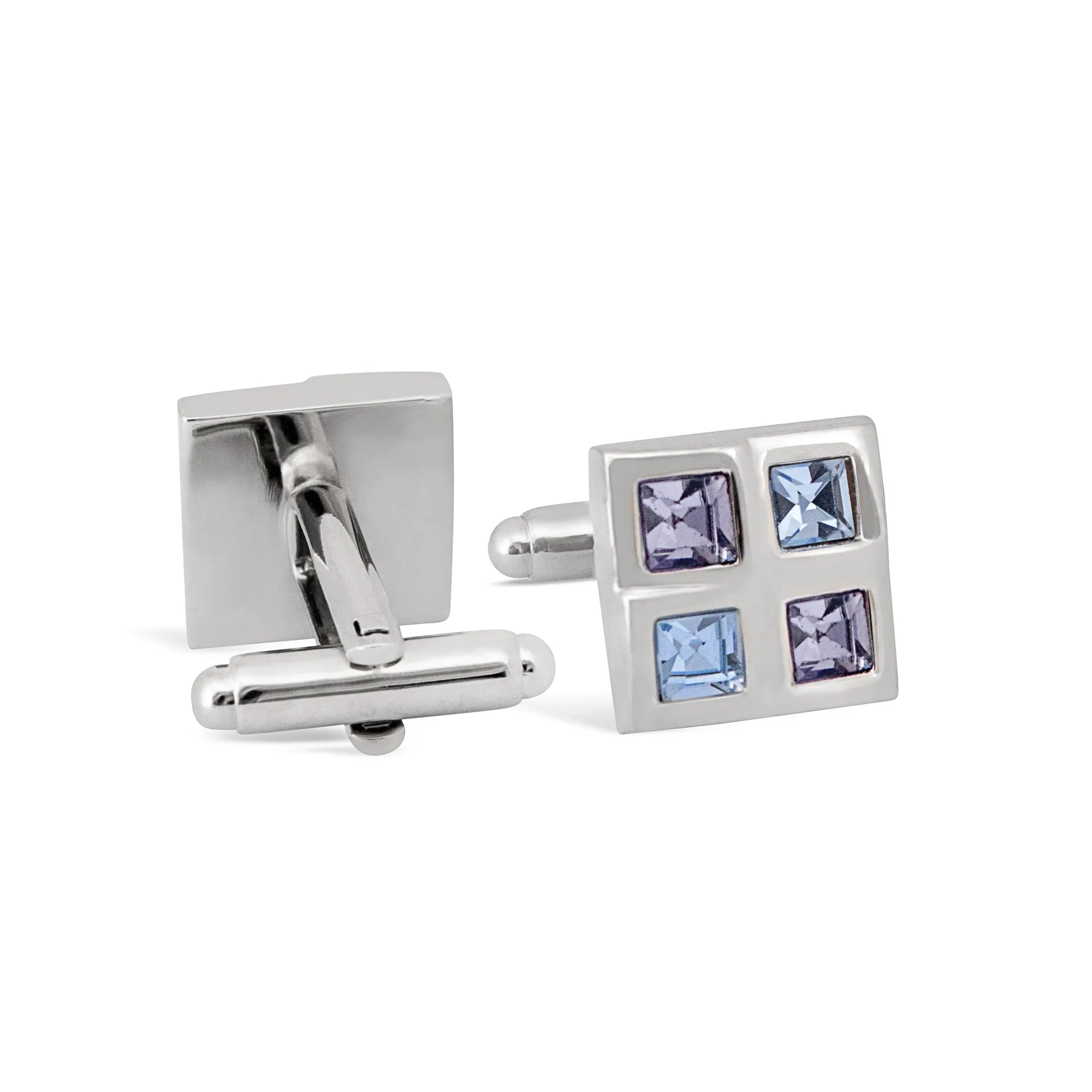 Square Window Blue and Purple Crystals Cufflinks A13