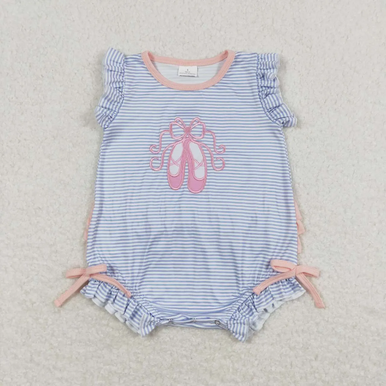 SR0931 baby girl clothes embroidery ballet shoes girl summer romper