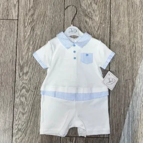 SS21 Sarah Louise White & Blue Romper