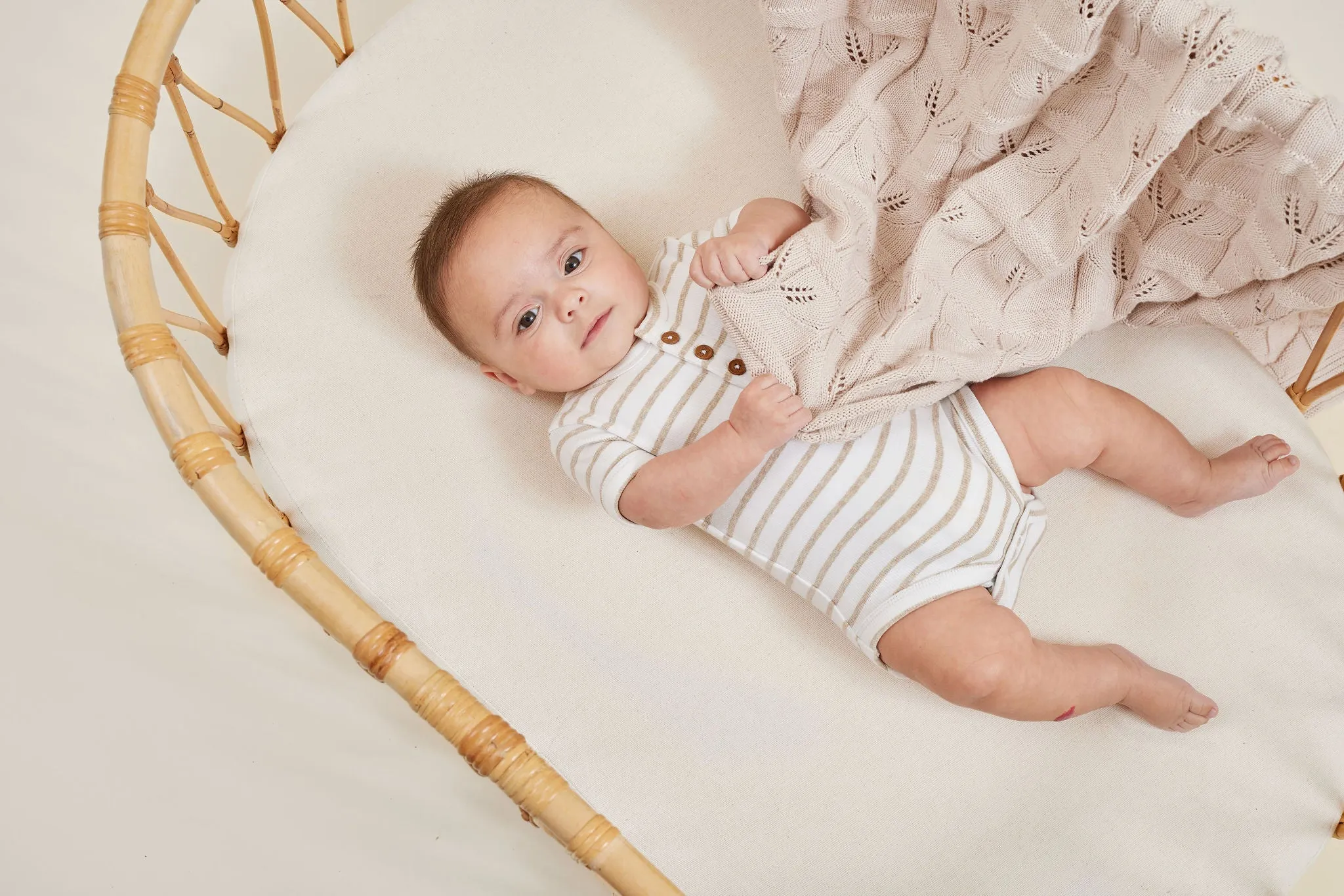 Stripe Rib Henley Onesie