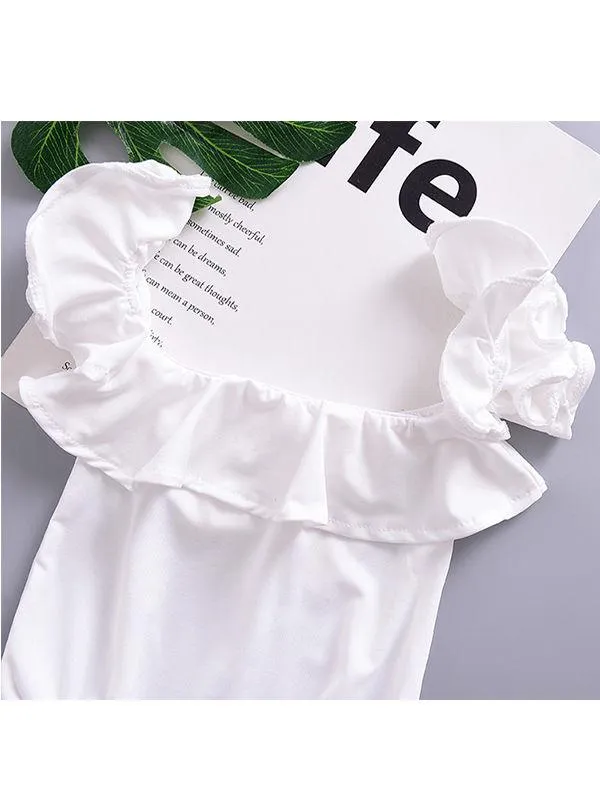 Stylish Baby Girls Off Shoulder Flutter White Romper Onesie