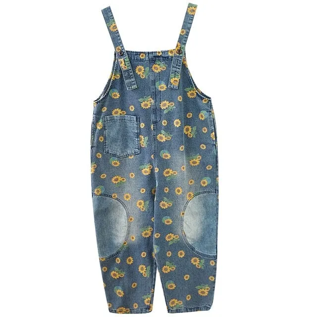 Sunflower Printed Denim Overall