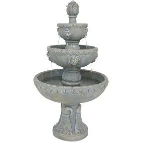 Sunnydaze 4-Tier Lion Head Outdoor Water Fountain with Electric Pump