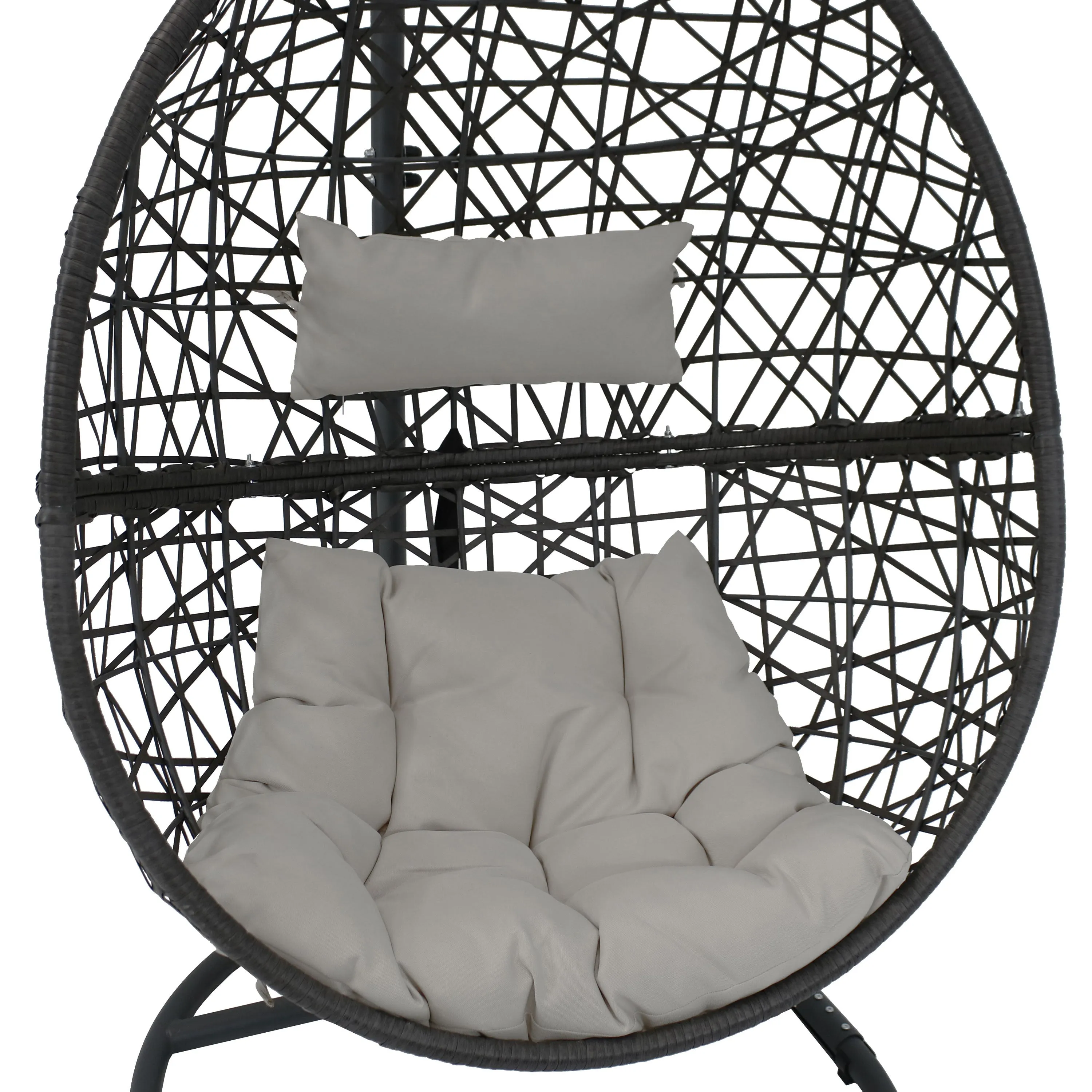 Sunnydaze Caroline Hanging Egg Chair with Steel Stand and Cushion