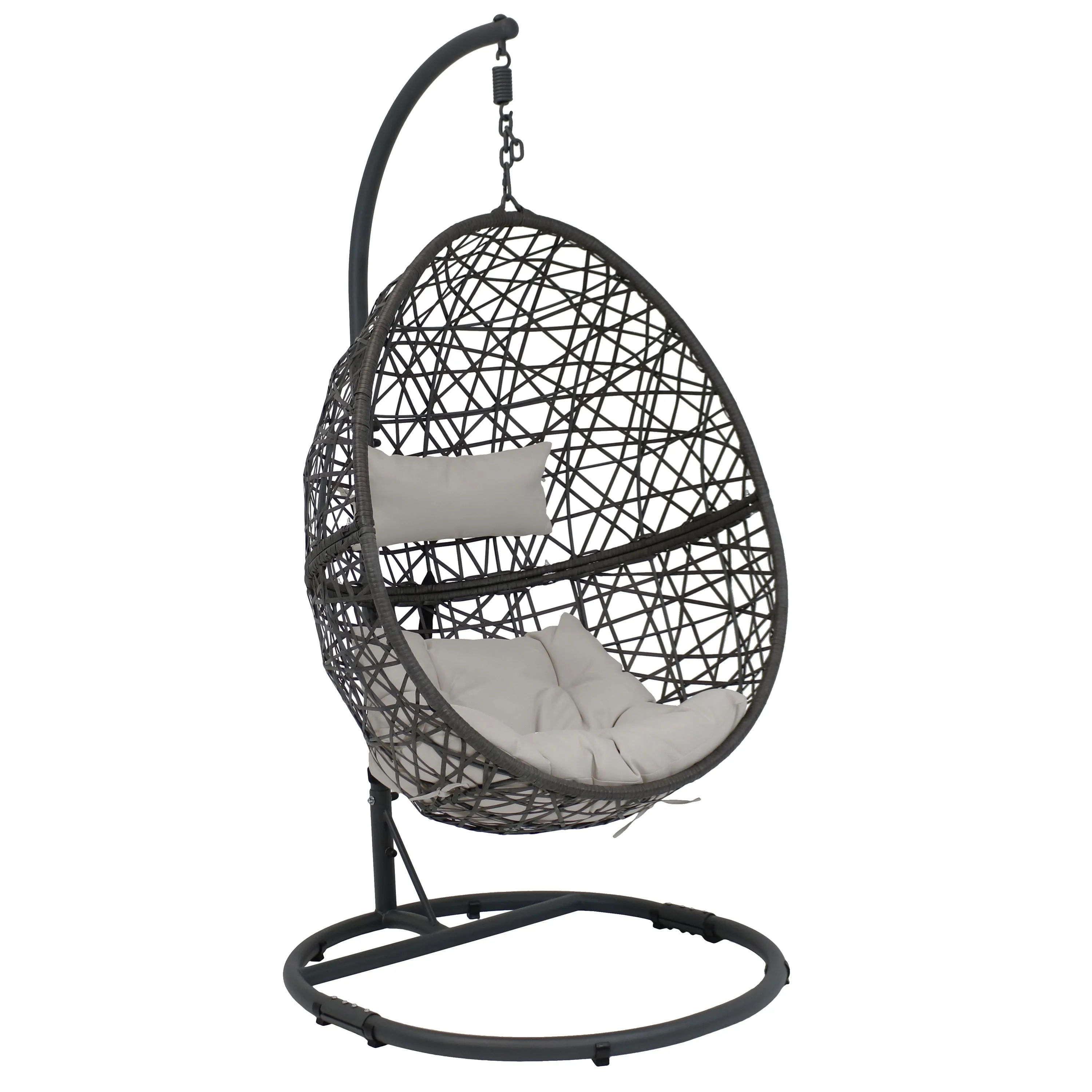 Sunnydaze Caroline Hanging Egg Chair with Steel Stand and Cushion