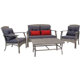 Sunnydaze Kingsley 4-Piece Outdoor Patio Conversation Set with Cushions