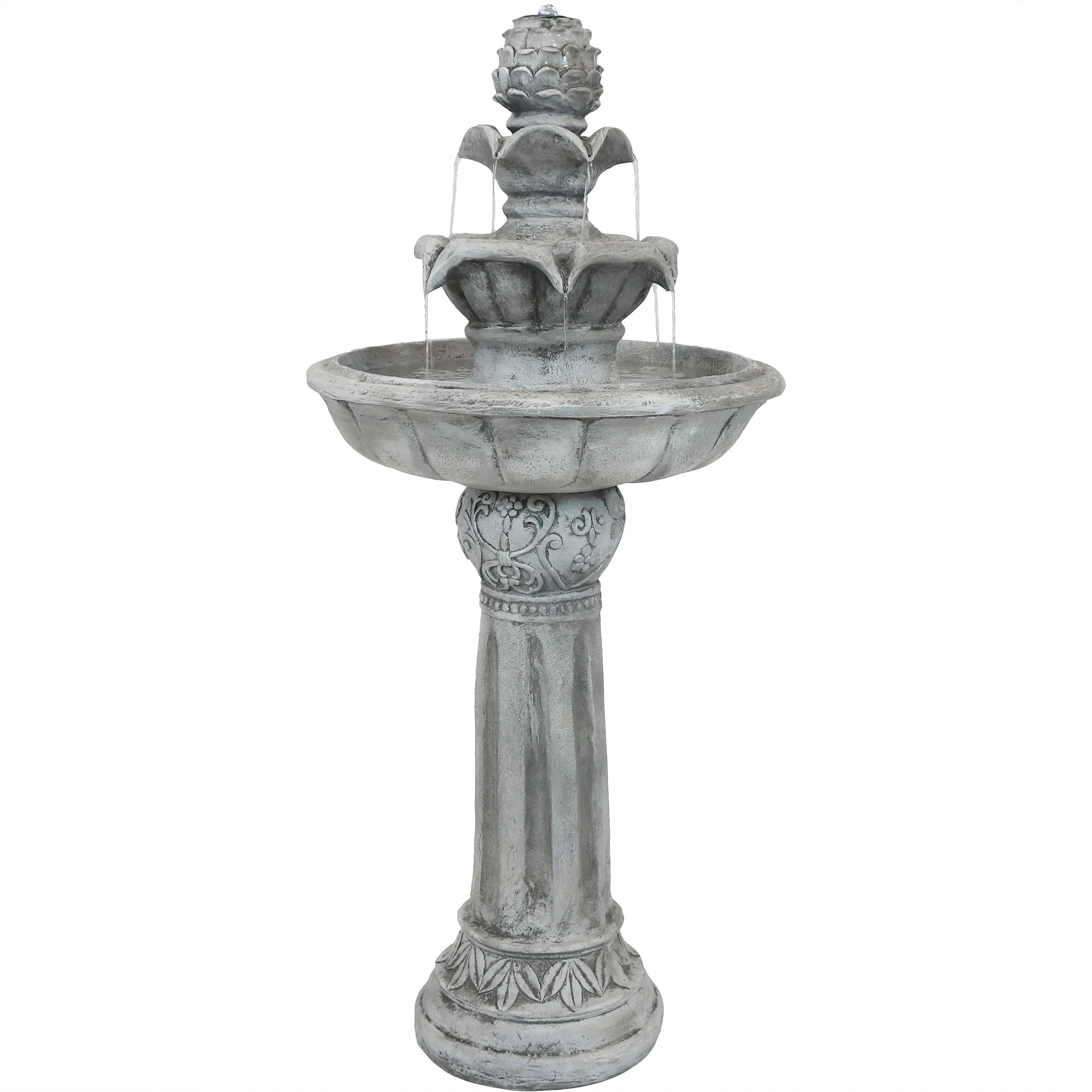 Sunnydaze Ornate Elegance Solar Water Fountain with Battery Backup - 42.5" H