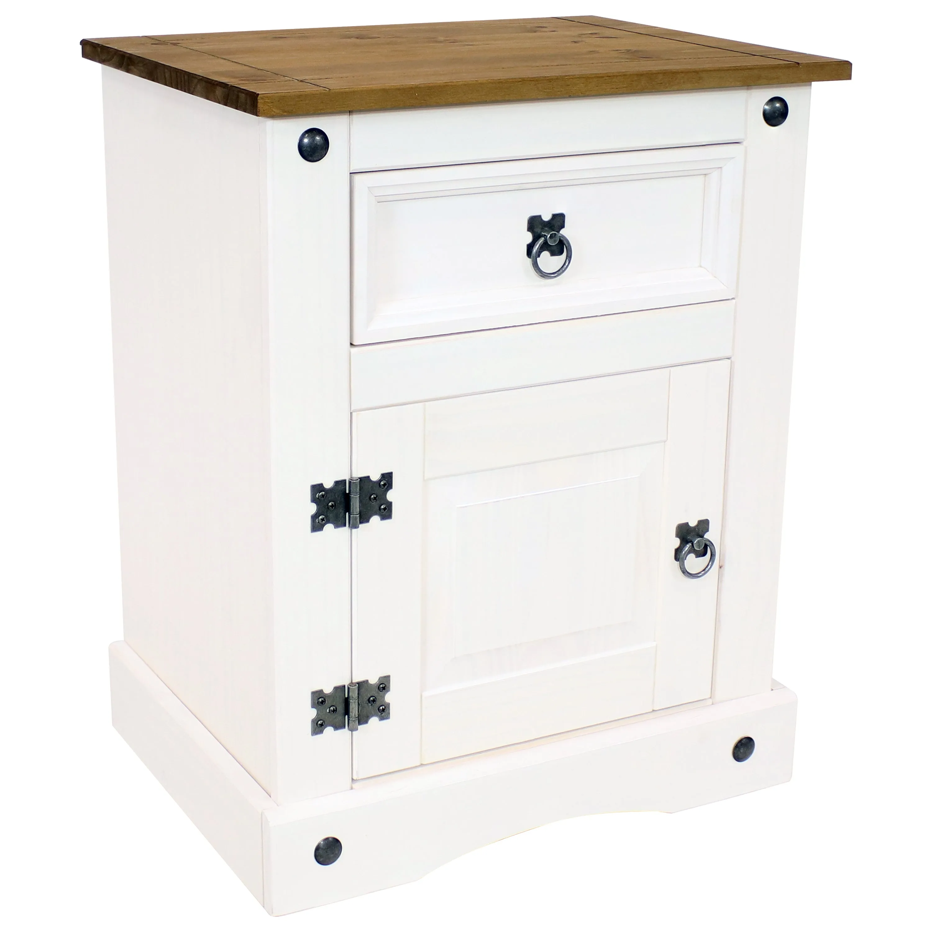 Sunnydaze Pine Nightstand with Drawer and Door - White - 26 Inches